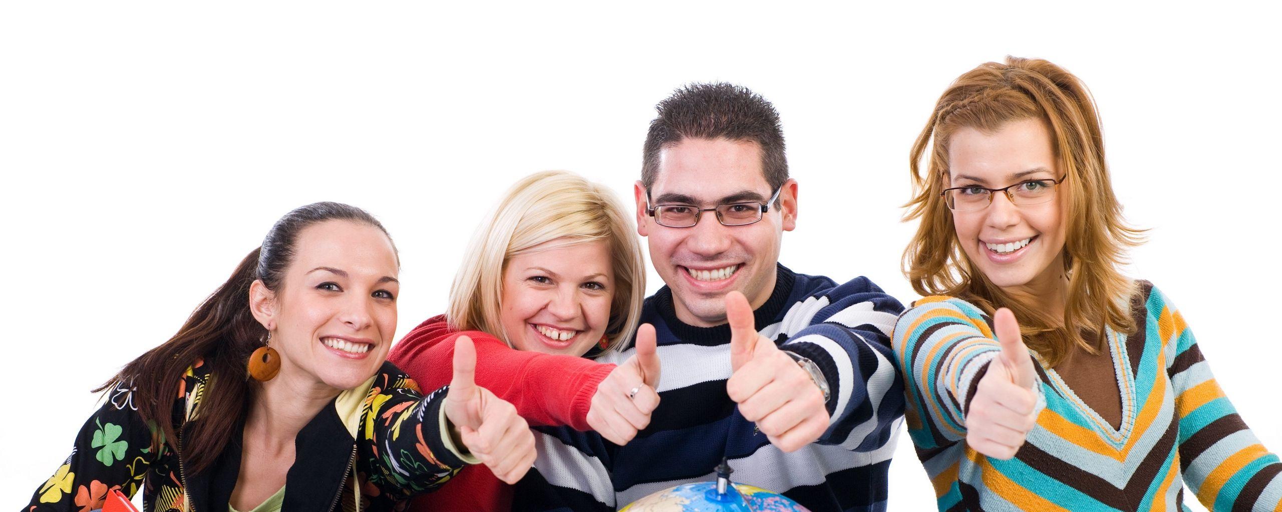 2560x1024 Download wallpaper 2560x1024 students, fingers, class, globe