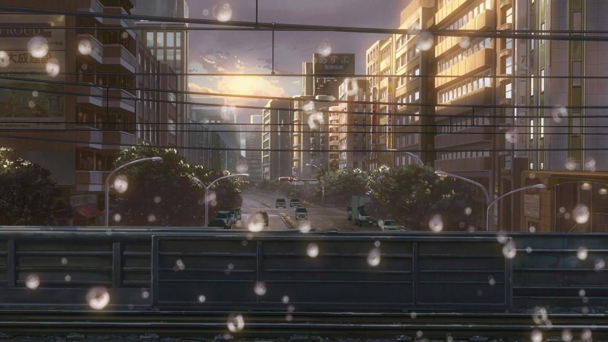 1244x700 Cityscapes cars Makoto Shinkai power lines water drops The Garden