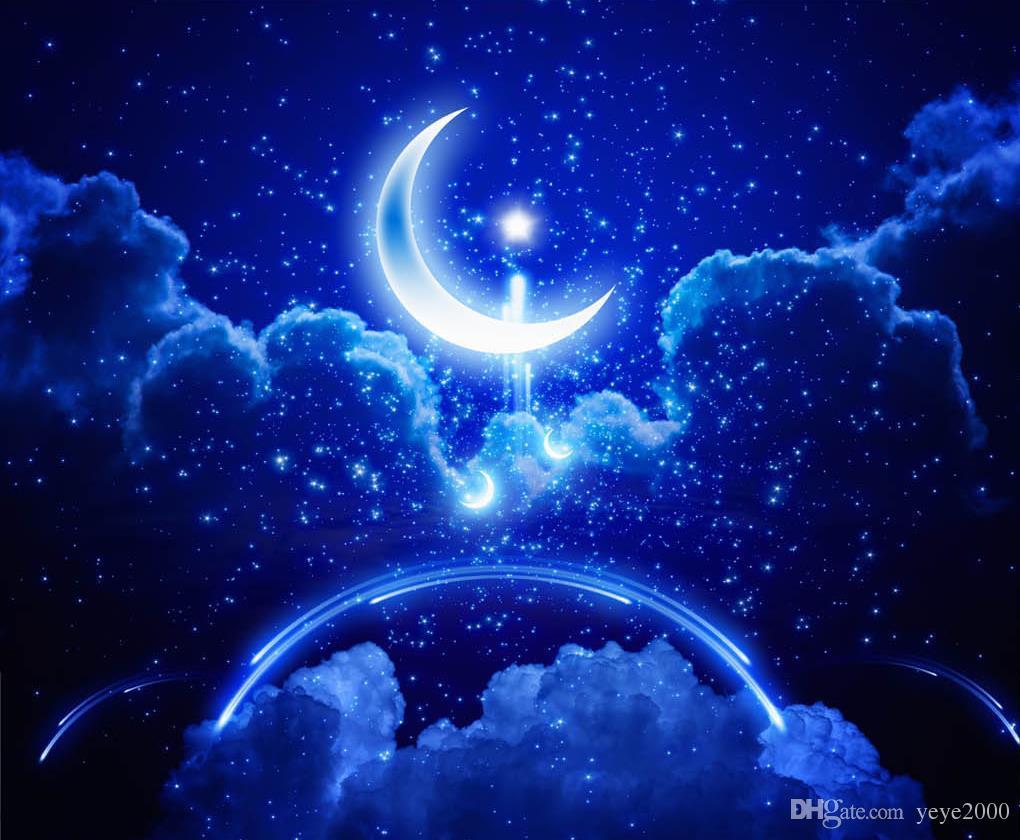 1020x840 European Ceiling Wallpaper Fantasy Blue Moon Ceiling Celestial