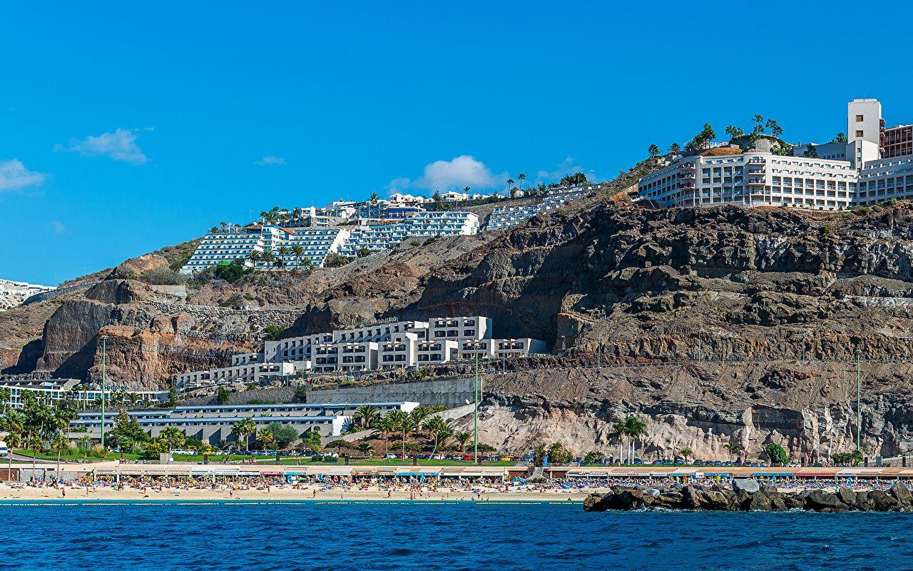1280x800 image Canary Islands Spain Puerto Rico Gran Canaria Crag Cities