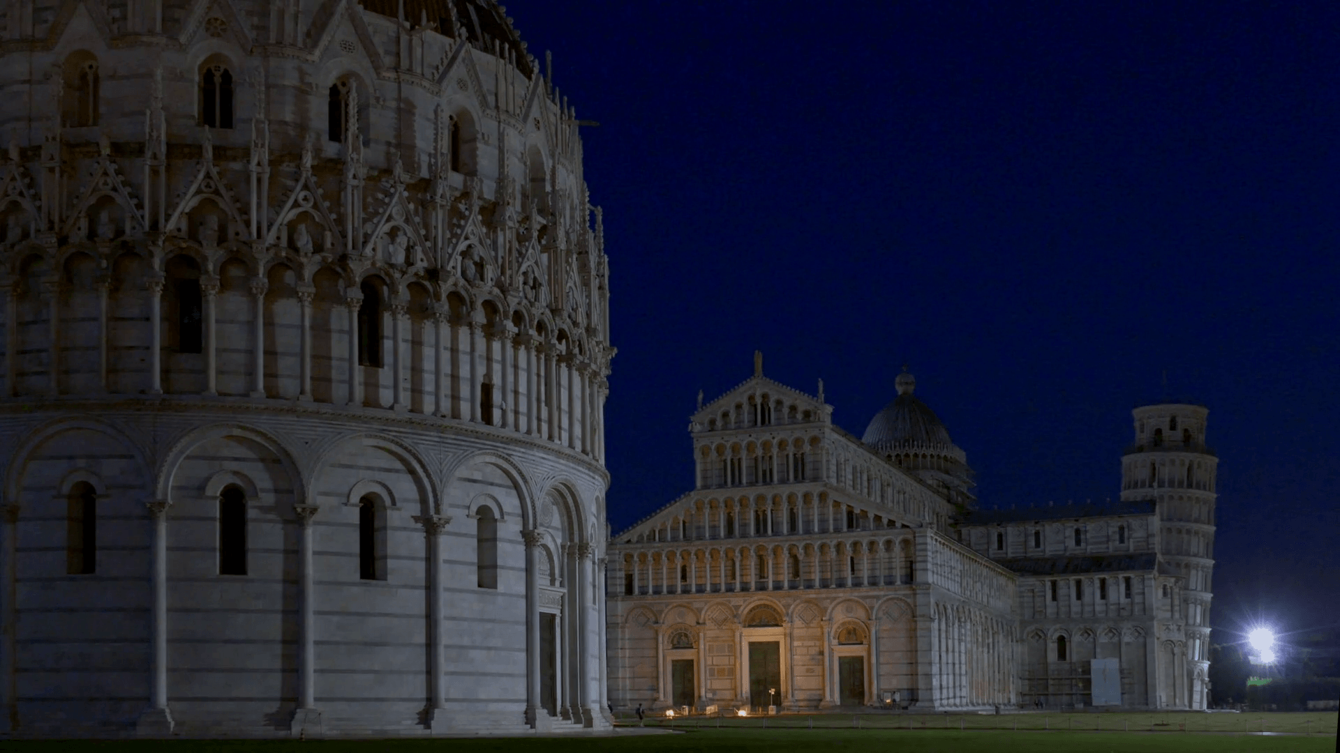 1920x1080 The Baptistery and the Cathedral of Pisa, the Leaning Tower behind
