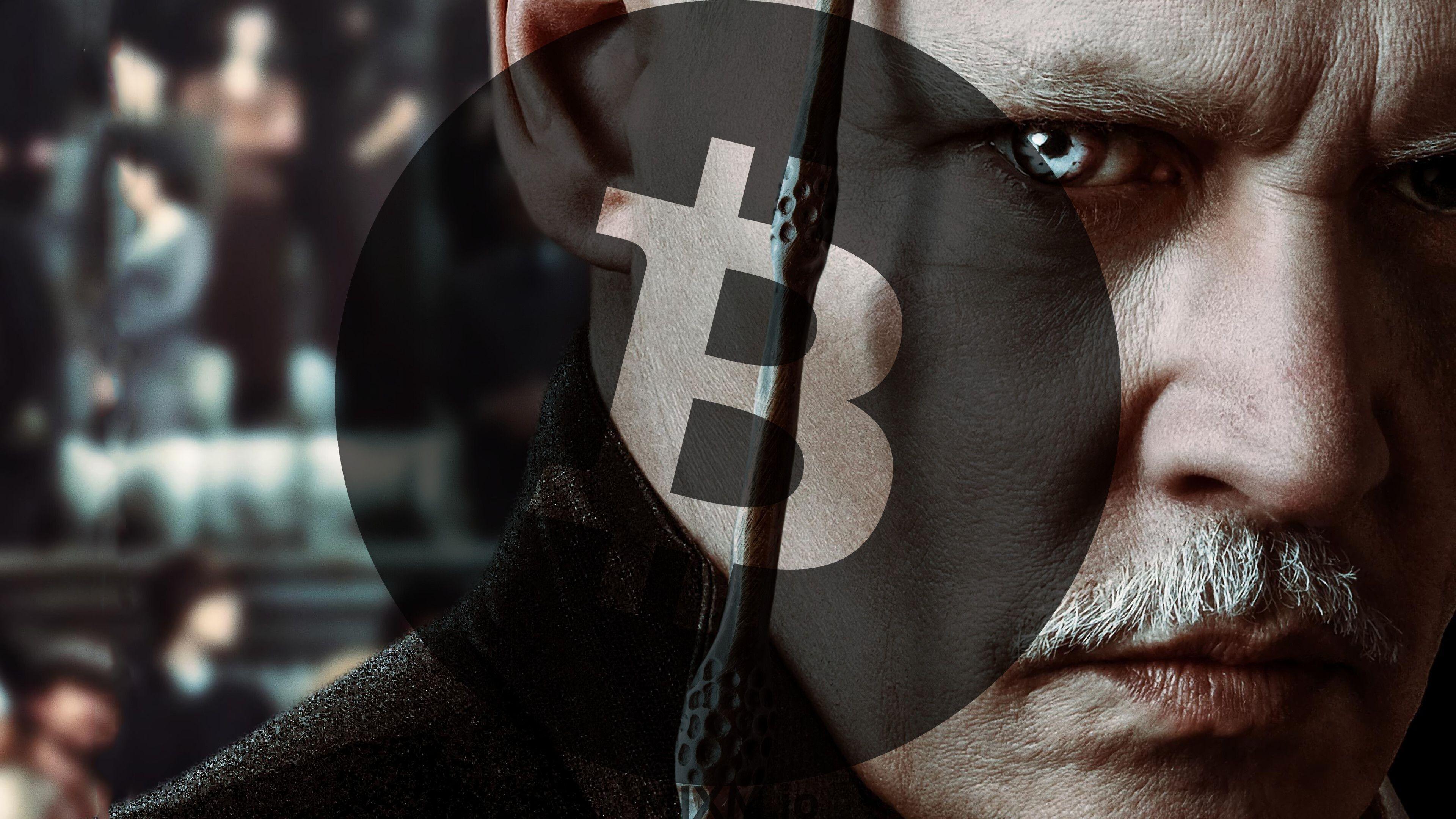 3840x2160 Bitcoin BTC Logo Gellert Grindelwald Johnny Depp Fantastic Beasts