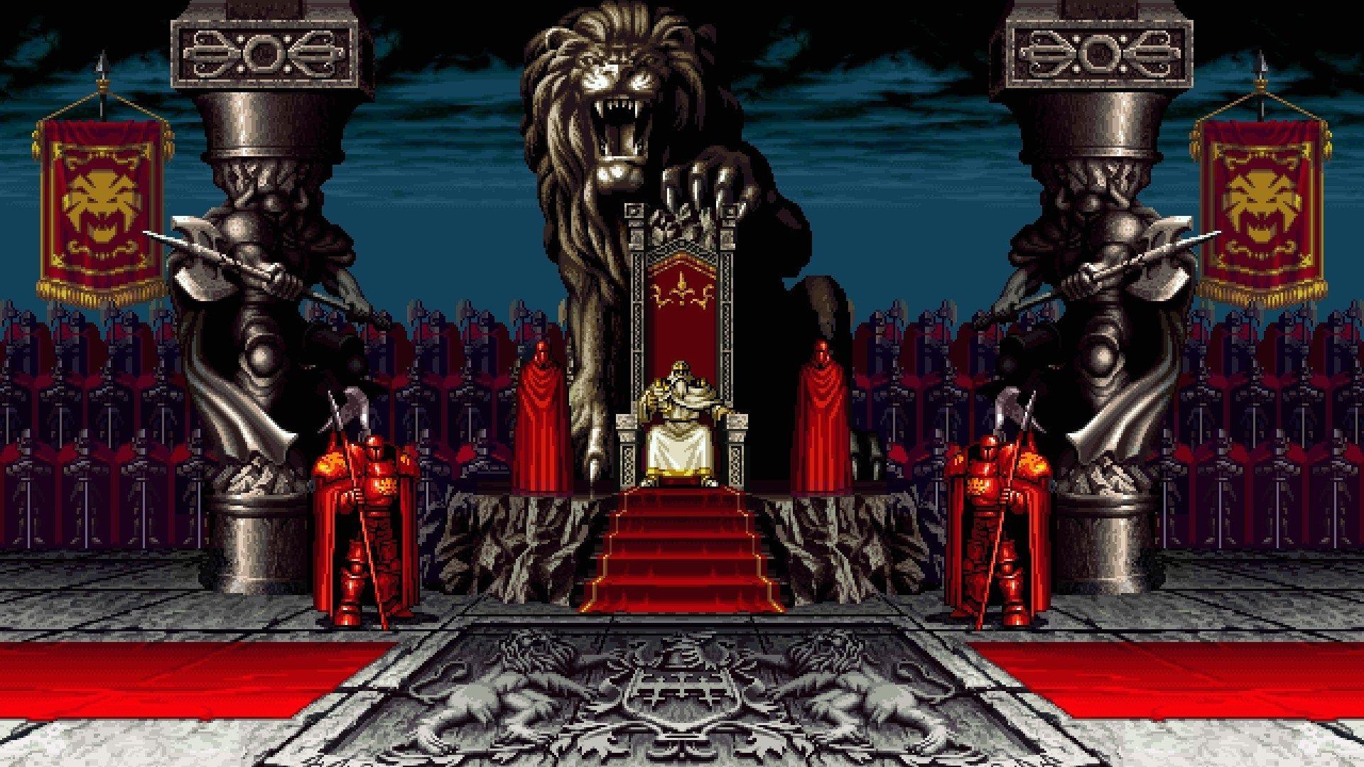 1920x1080 knight, Video games, Pixel art, Pixels, Digital art, Throne, Lion, Samurai Shodown, Axe, Statue, Flag Wallpaper HD / Desktop and Mobile Background