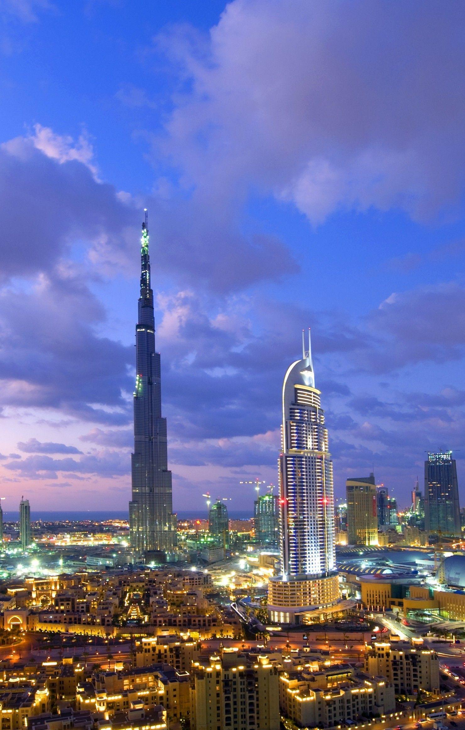 1480x2320 Dubai Building View Burj Khalifa City Lights Retina Arab Emirates Wallpaper & Background Download