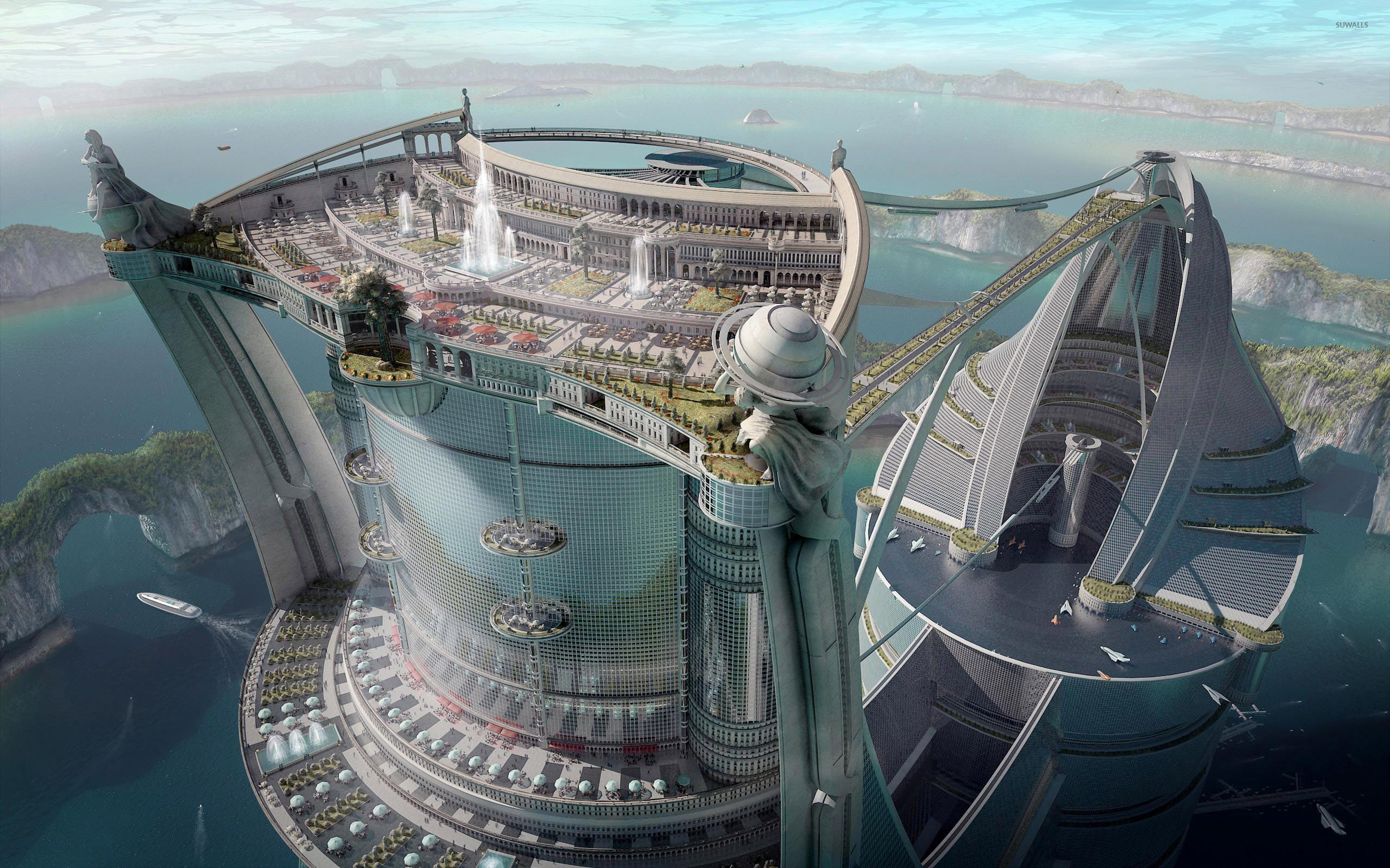 2560x1600 Futuristic Airport Wallpaper Architecture