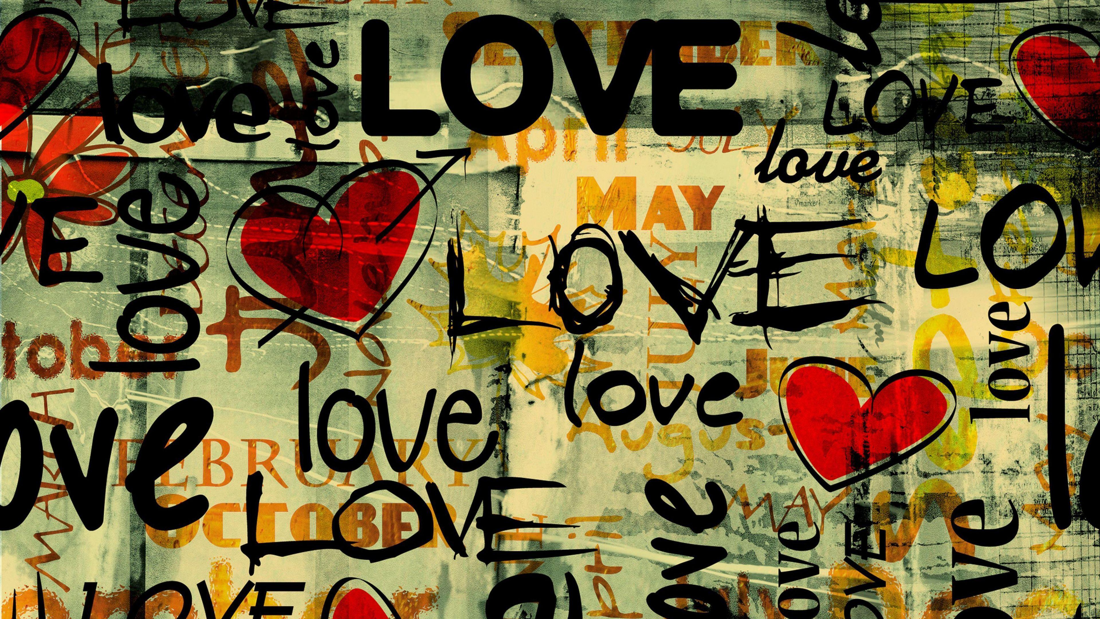 Hình nền HD 3840x2160 Love Written In Graffiti «Hình nền HD
