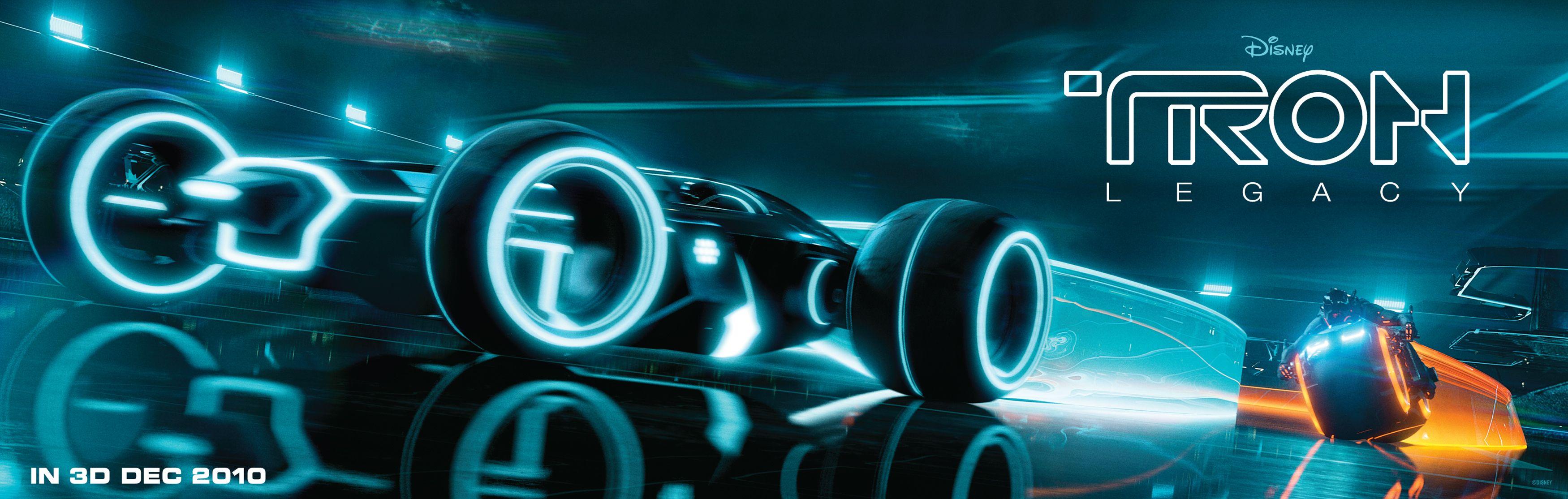 3500x1114 tron legacy dual monitor wallpaper « MyConfinedSpace