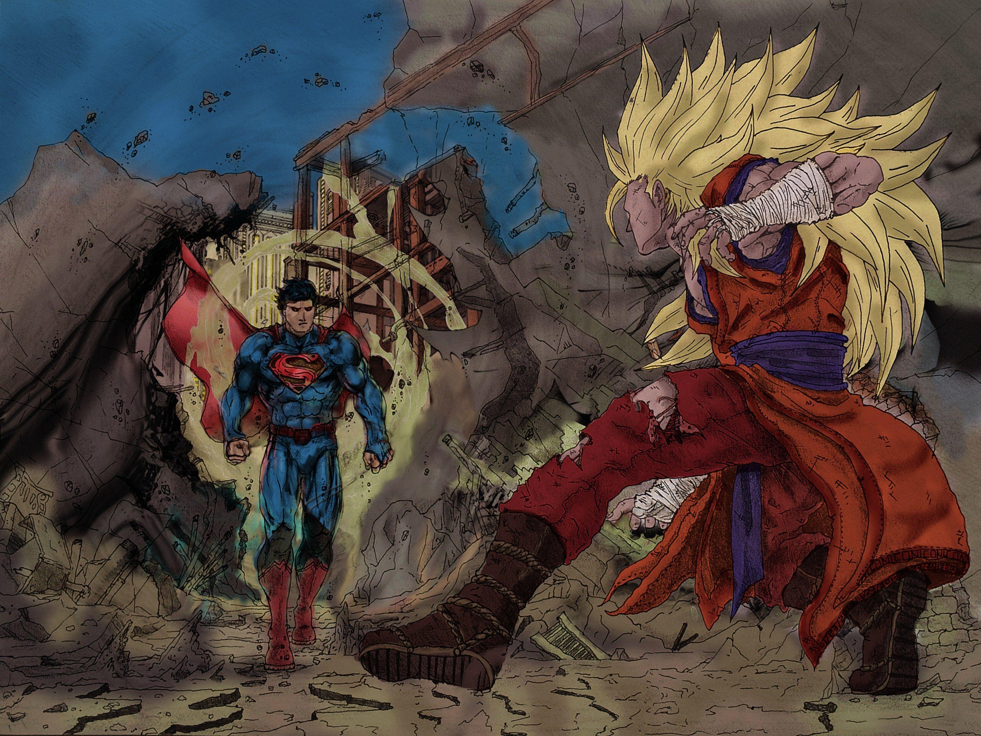 3264x2448 Colorized Goku vs Superman