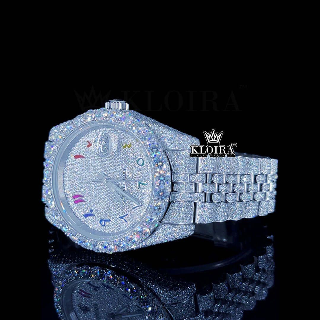 1080x1080 Rainbow Rolex Inspired Moissanite Diamond Watch Luxury