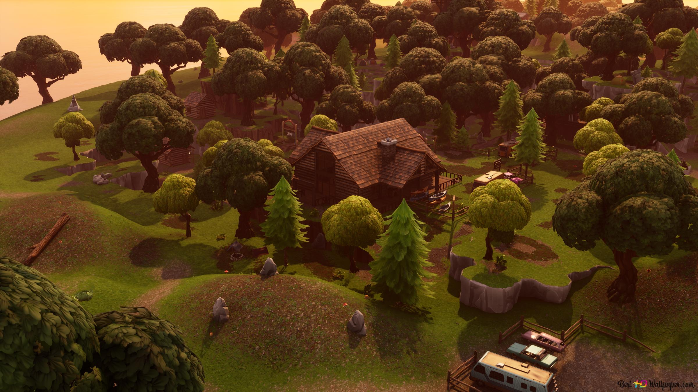 2400x1350 Lonely lodge fortnite 4K wallpaper download