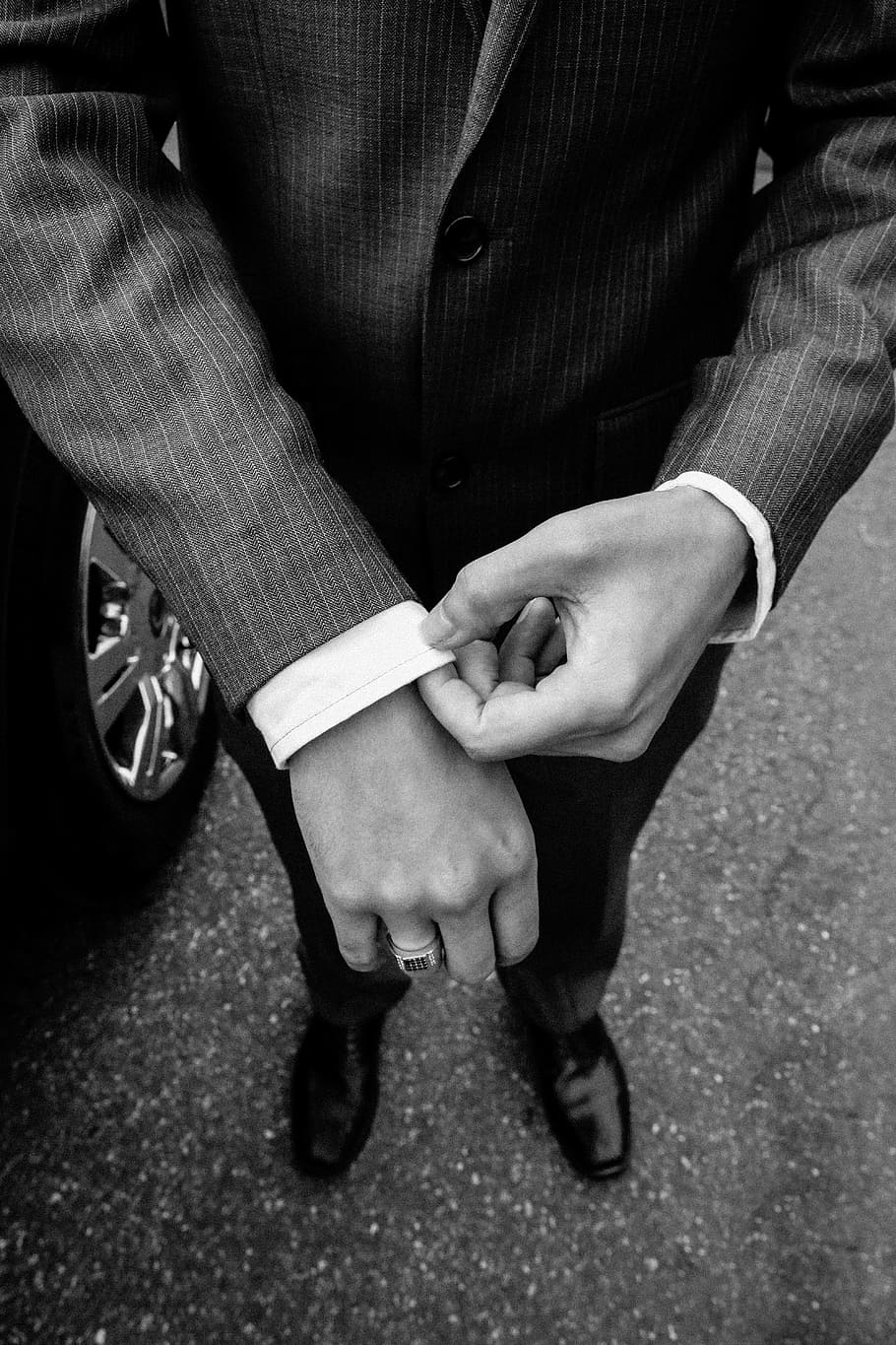 910x1365 HD wallpaper: grayscale photography of man in black suit close up photo, male
