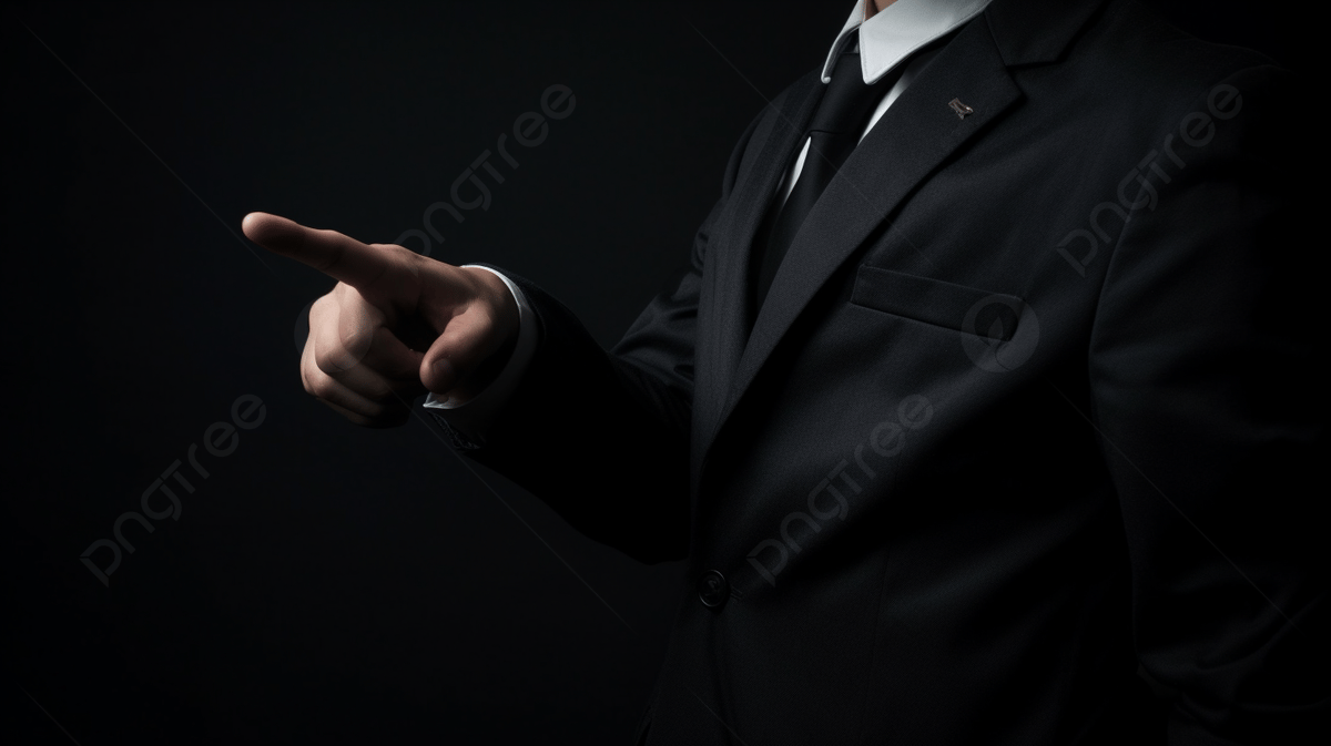 1200x673 Man Dressed In A Suit Pointing With Finger On Black Background Photo, A Man In A Suit Pointing To The Right, HD Photography Photo, Hand Background Image And Wallpaper for Free Download