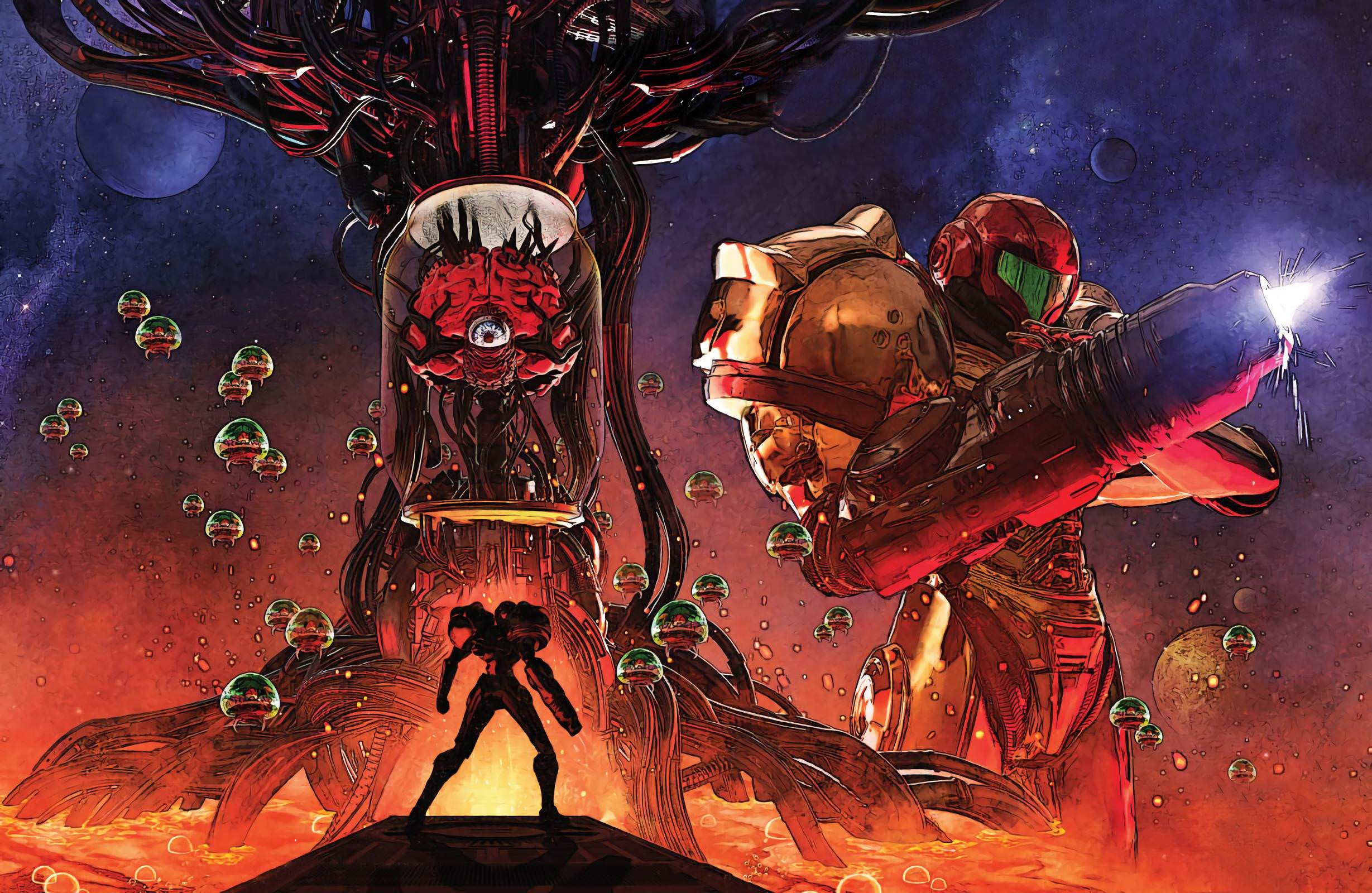 2458x1600 Metroid HD Wallpaper: Galactic Warrior Showdown In Epic Sci Fi Battle