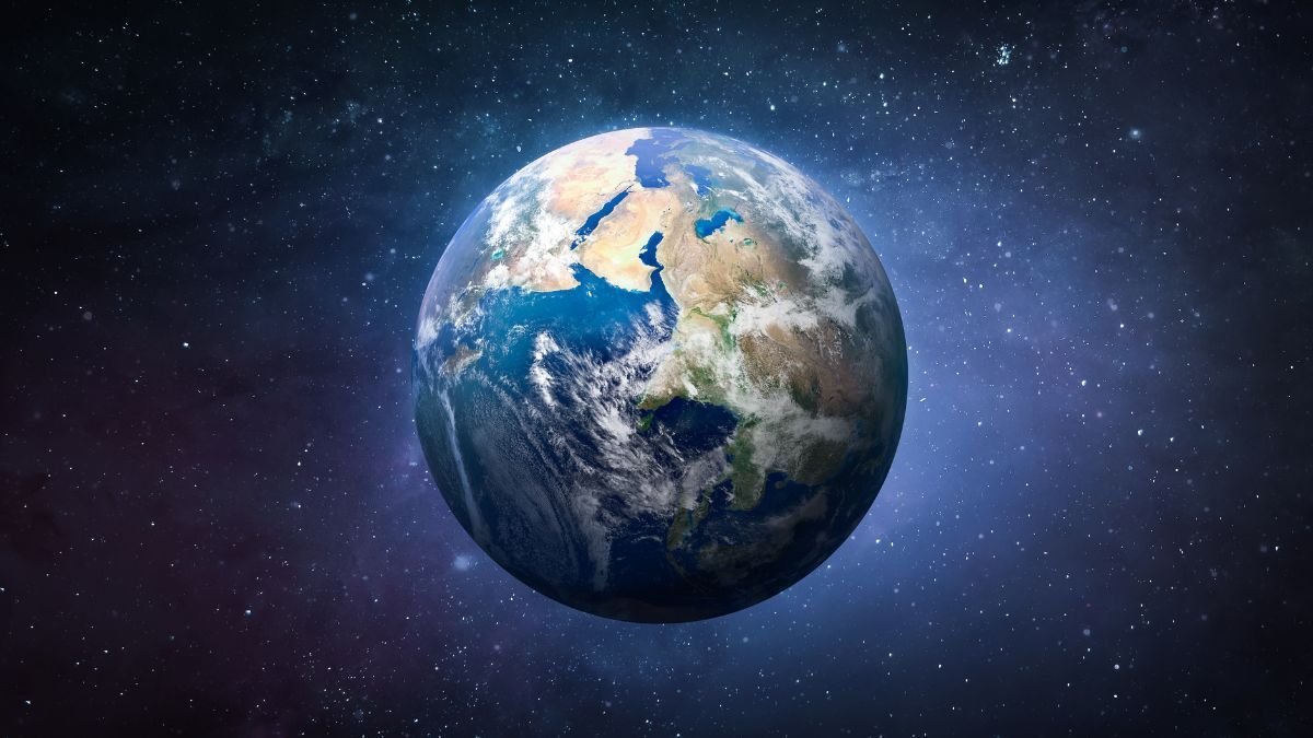 1200x675 3D Planet Earth Globe in The Space, Wallpaper for Home and Office®