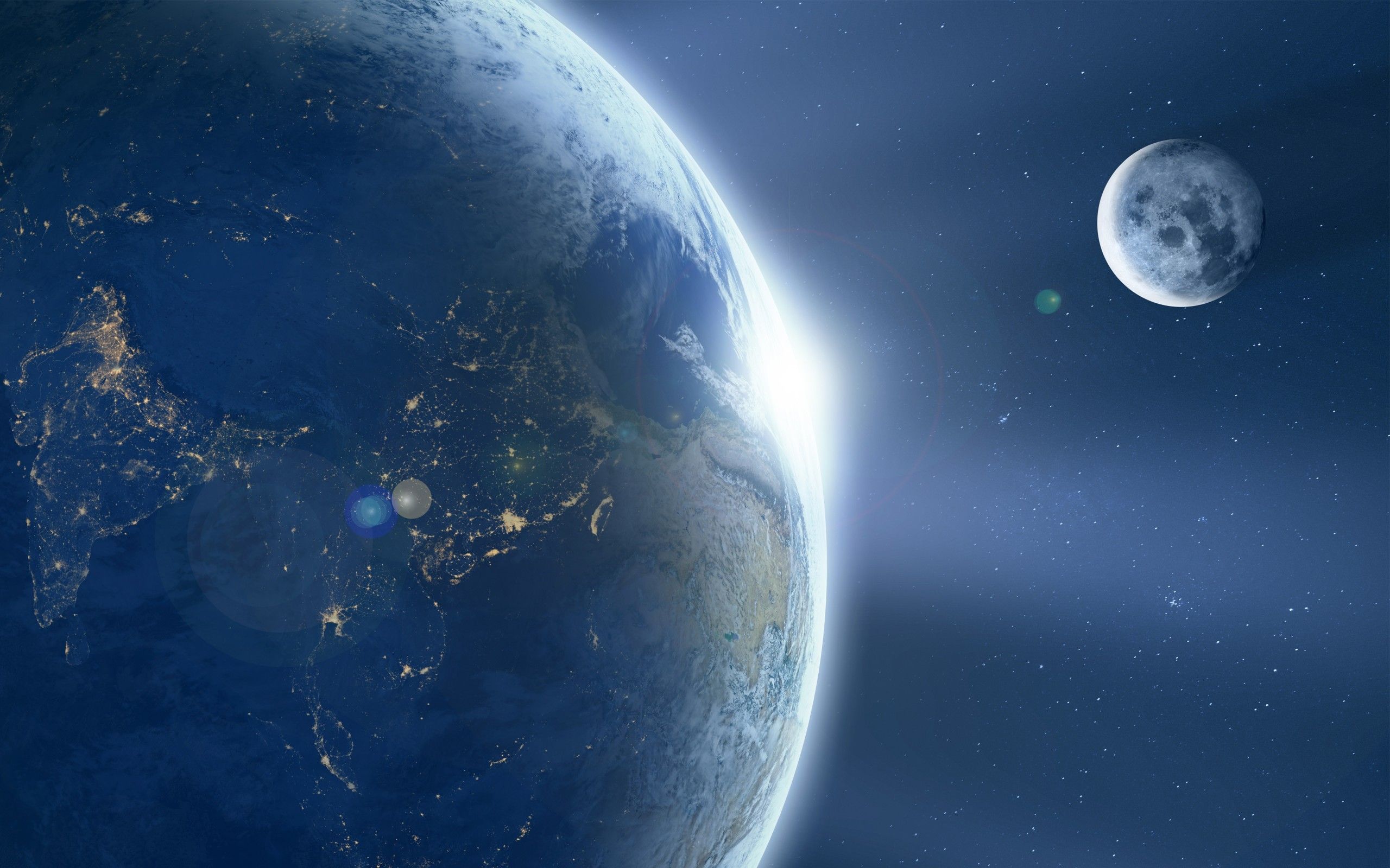 2560x1600 Earth Moon 4K 8K Wallpaper