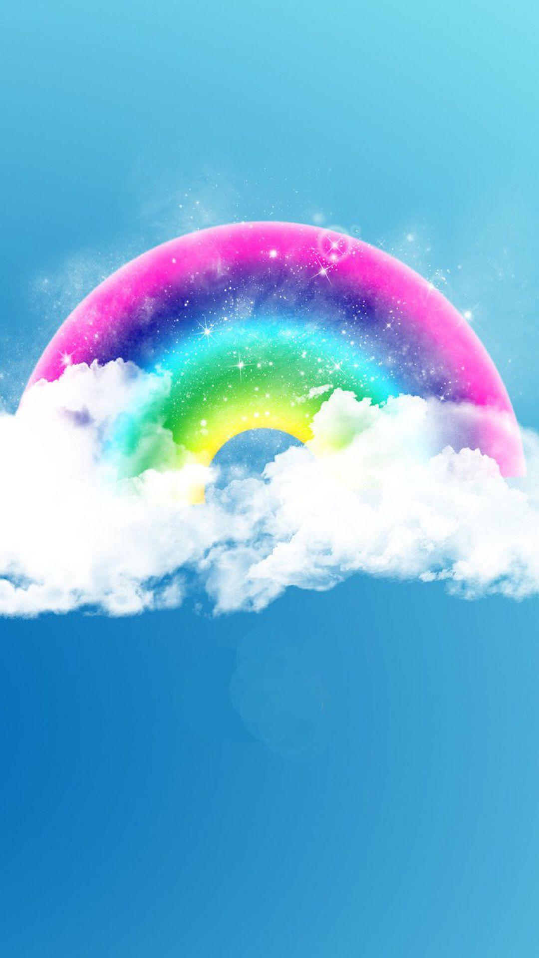 Tải xuống miễn phí 1080x1920 Fantasy Rainbow Fluffy Clouds Android Wallpaper