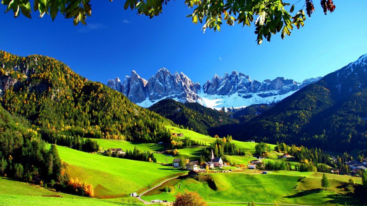 1245x700 Mountain Nice Funes Beauty Hills Summer Houses Italy Val Sky