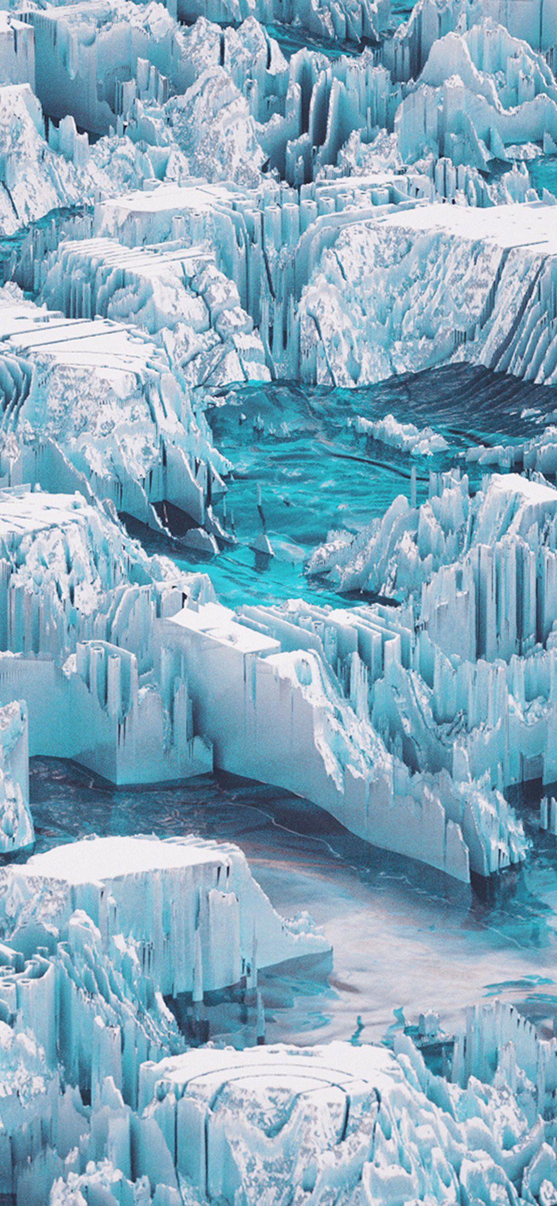 1125x2436 Ice abstract water blue pattern background iPhone X Wallpaper