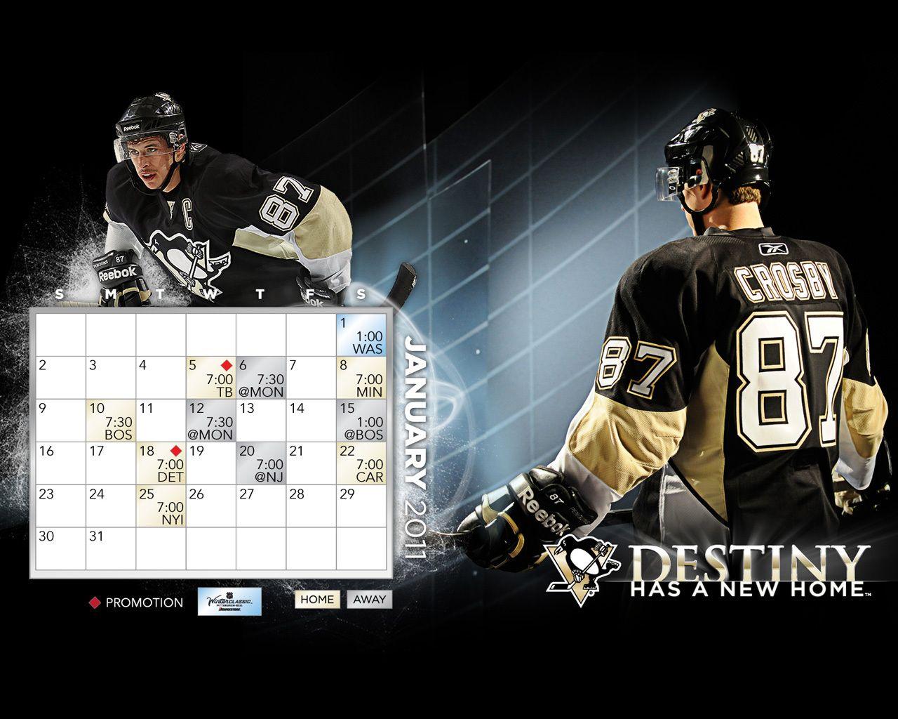 1280x1024 January 2011 Calendar Schedule Penguins Wallpaper