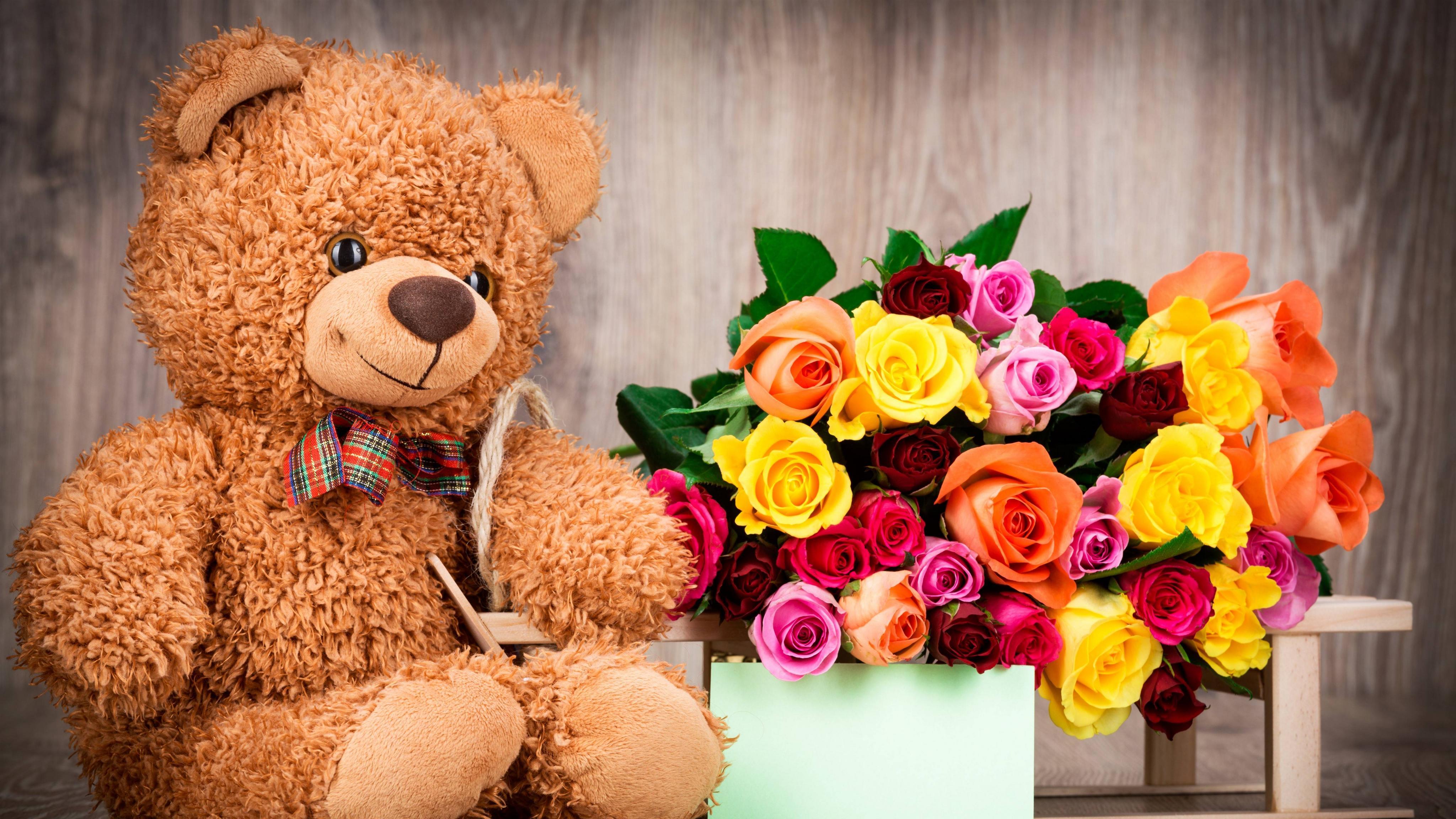 flowers and teddy