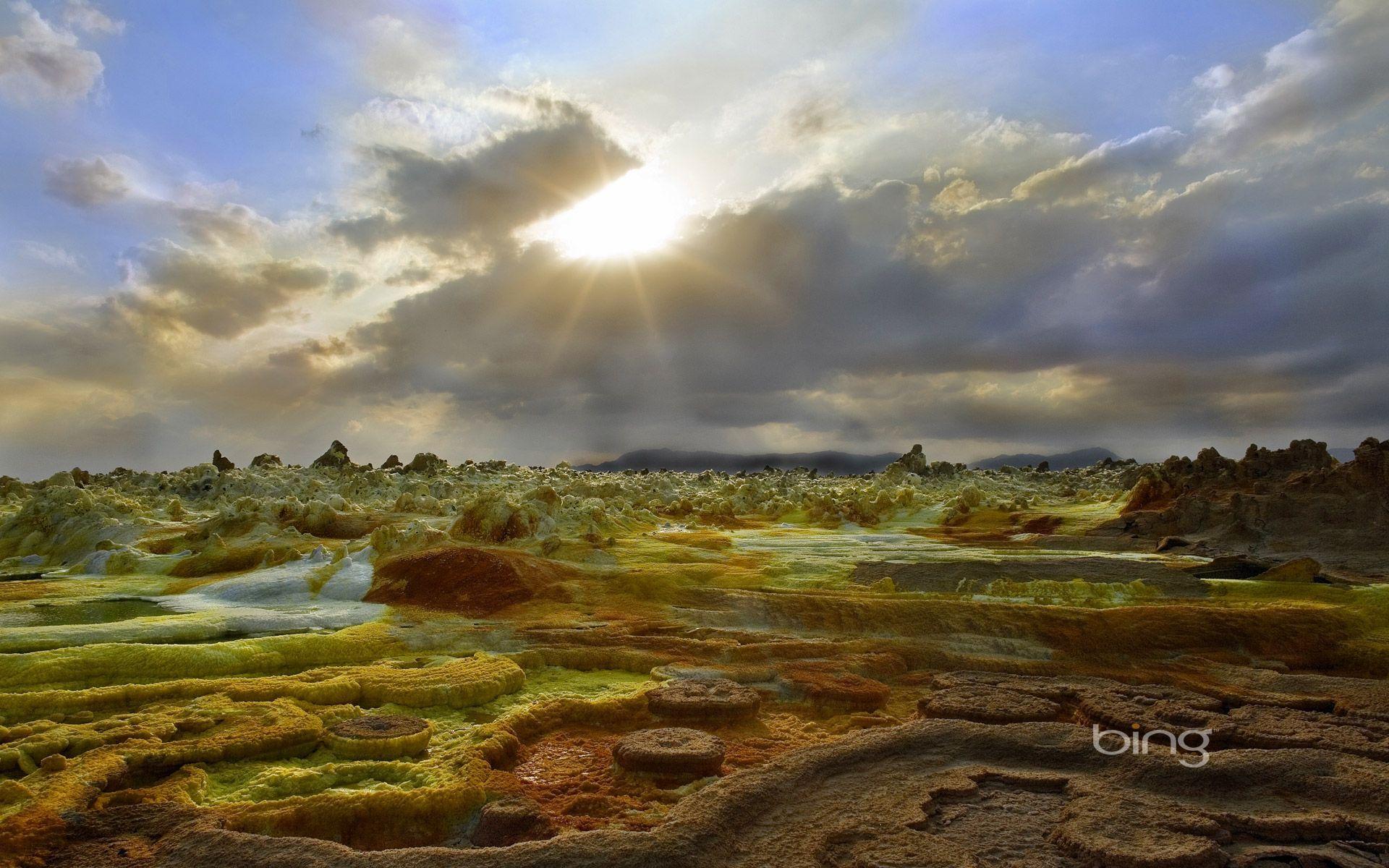 1920x1200 Dallol, Ethiopia. Until recently, one of the hottest inhabited