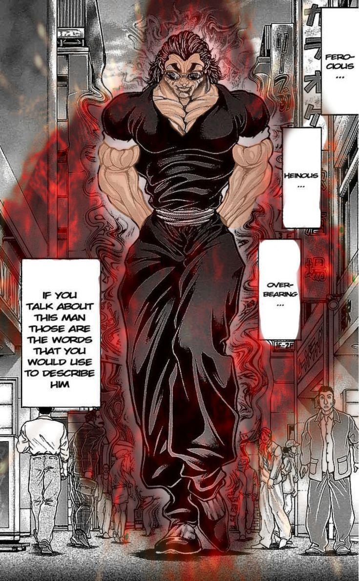 735x1187 Yujiro hanma black and white manga colored Background