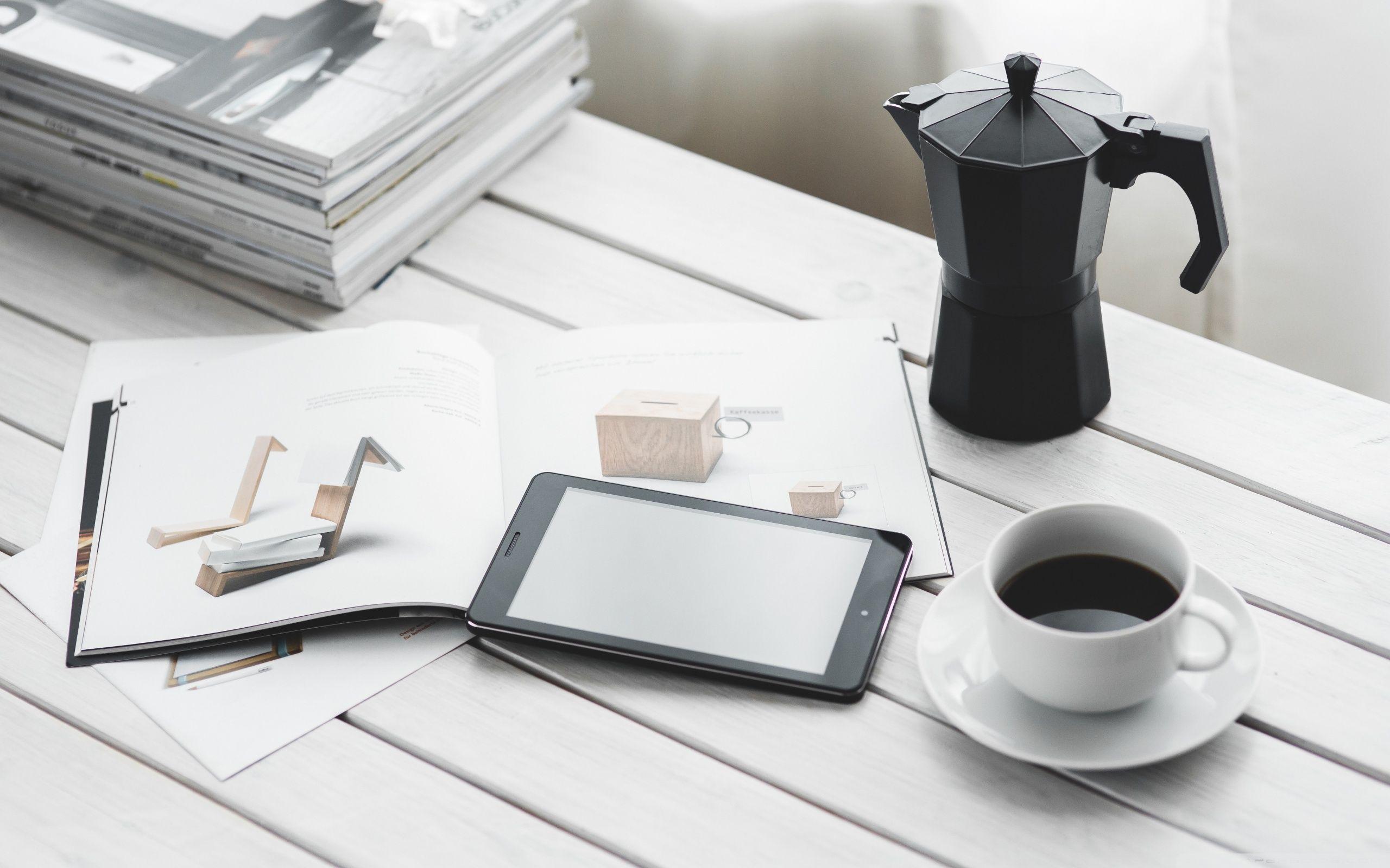 2560x1600 Tablet and Coffee ❤ 4K HD Desktop Wallpaper for 4K Ultra HD TV