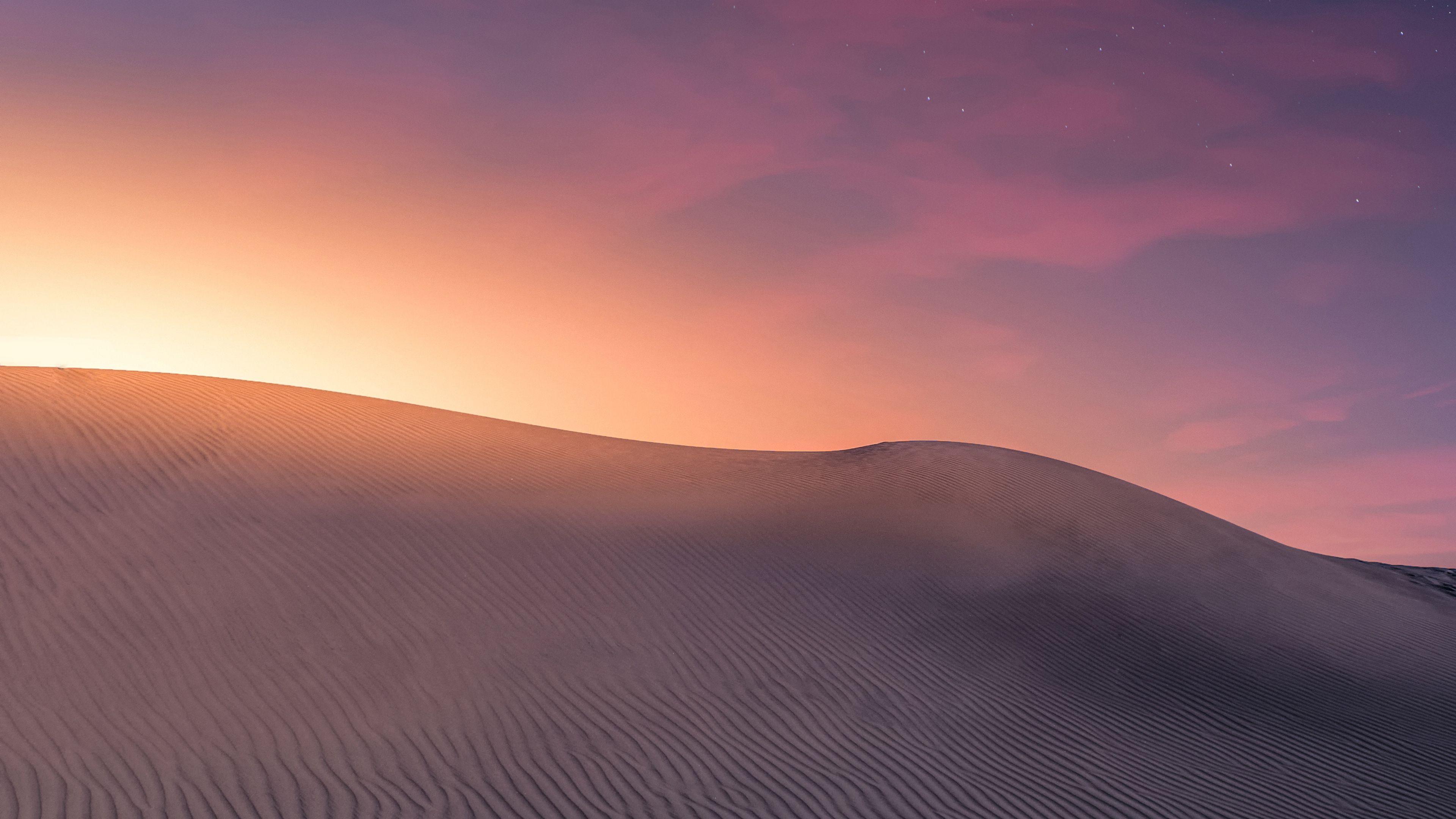 3840x2160 Download wallpaper 3840x2160 desert, dunes, sunset, sand, horizon