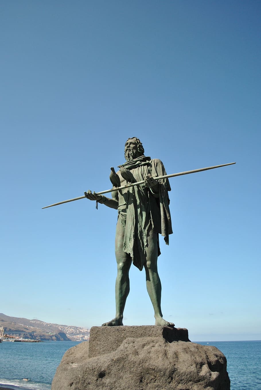 910x1359 HD wallpaper: sculpture, guanche, canary islands, sky, human
