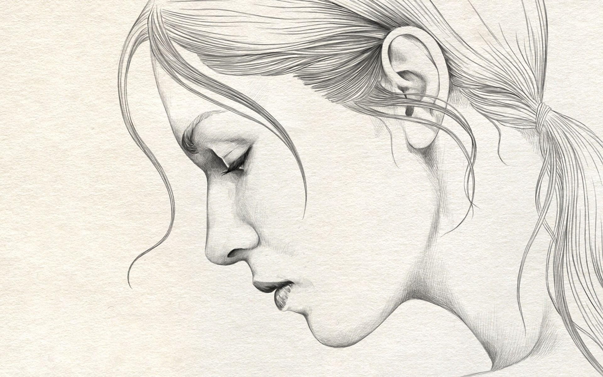 1920x1201 Sad Girl Sketch. Explore collection of Sad