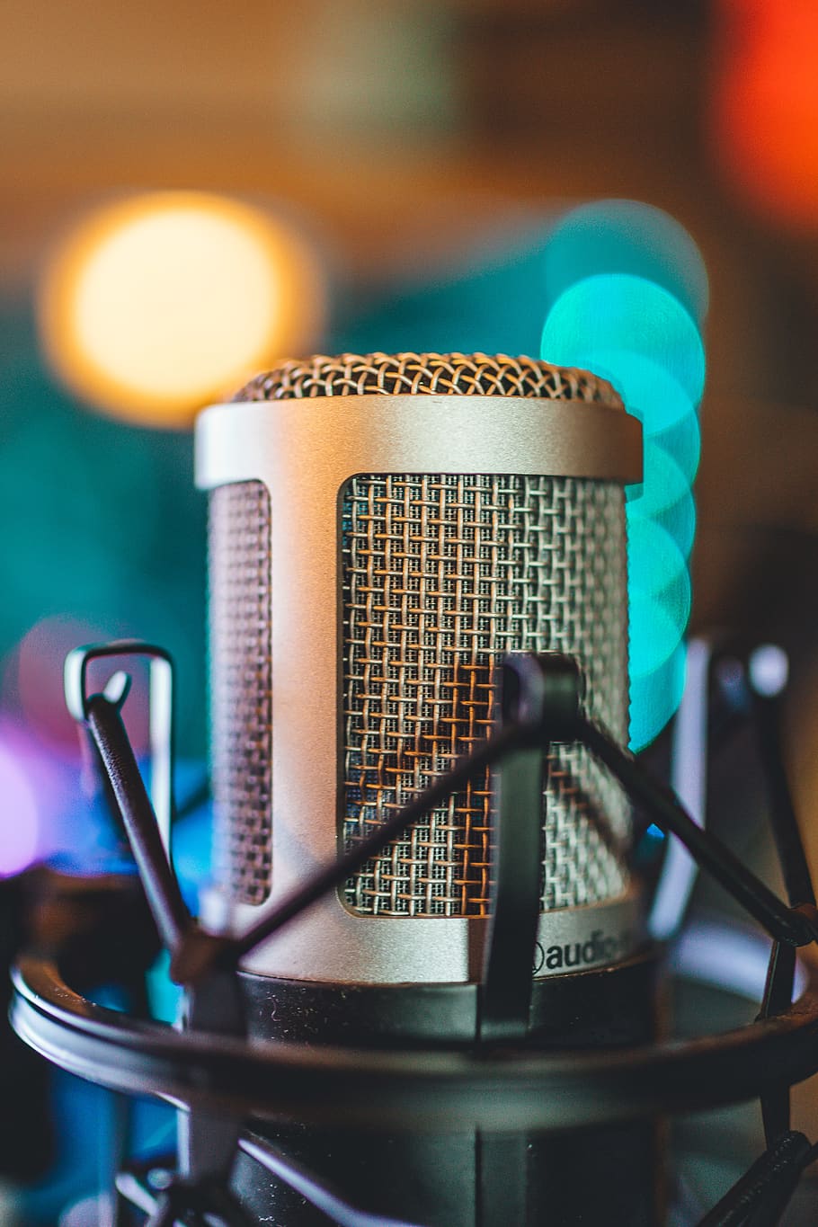 910x1365 HD Wallpaper: Bokeh Photo Of Gray Audio Technica Condenser Microphone, Close Up