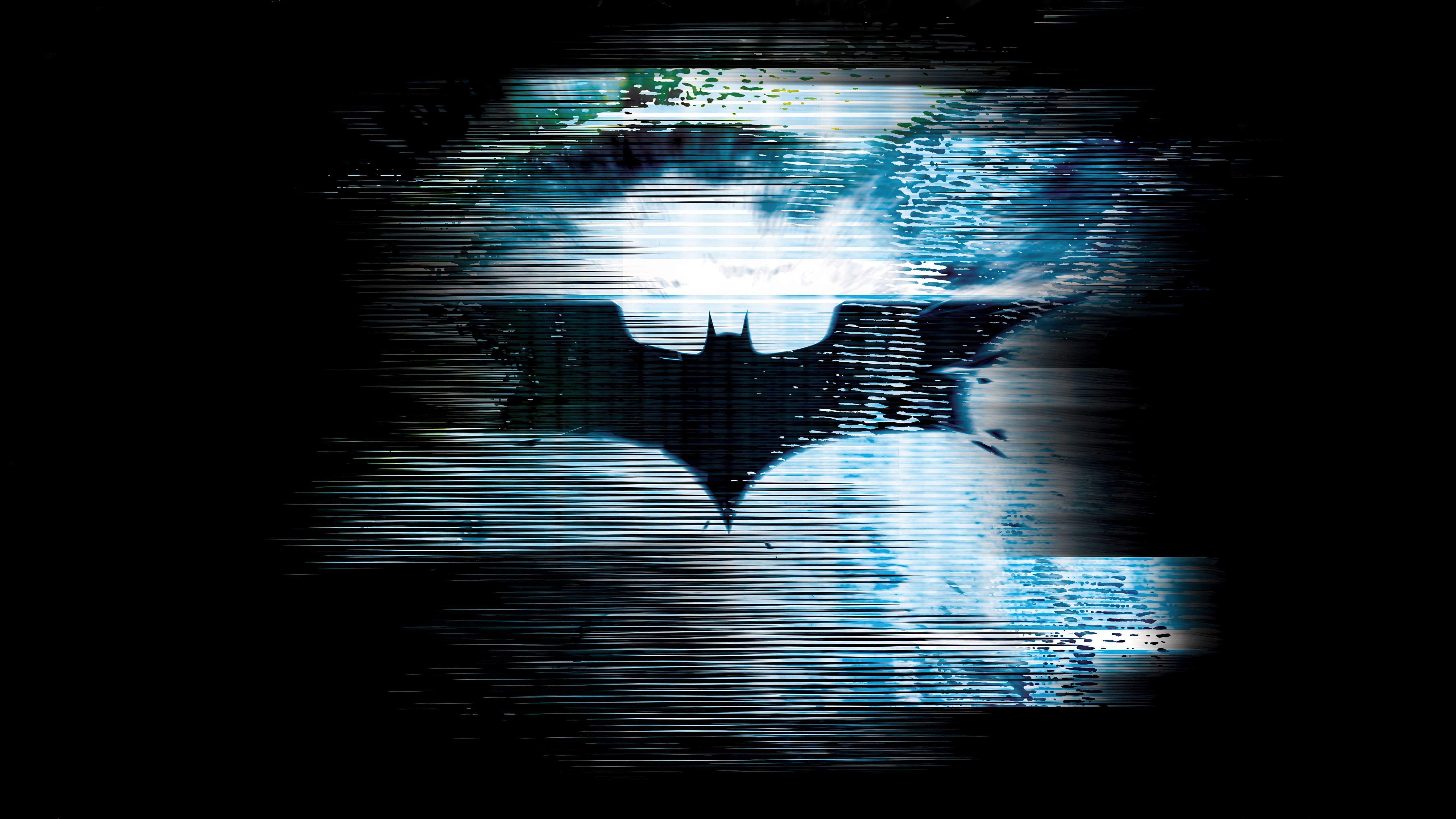 5120x2880 Batman sign Wallpaper 4K, Glitch, Digital Art, Batman logo