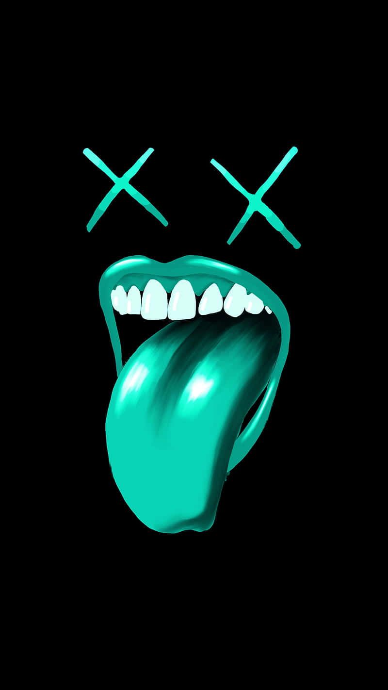 800x1422 Download Vibrant Green Lips with Tongue Extended Wallpaper