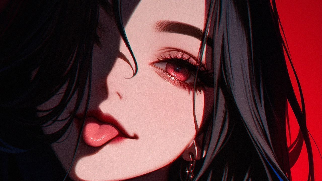 1280x720 Wallpaper girl, tongue out, piercing, anime, art hd, picture, image