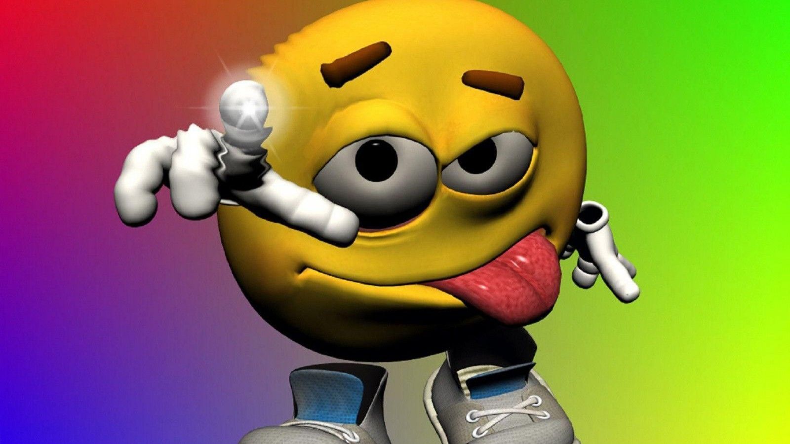 1600x900 Funny Face Yellow Tongue Out Colorful Background HD Funny Image Wallpaper