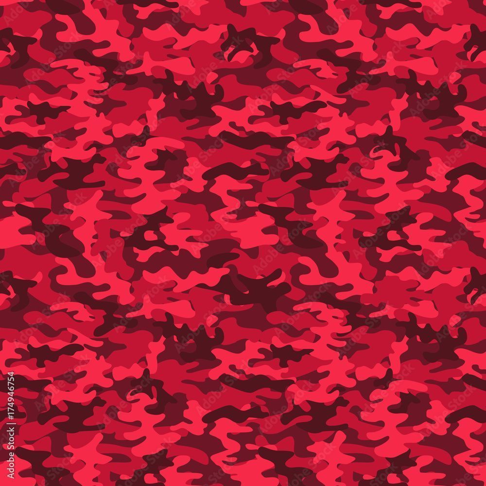 1000x1000 Military camo seamless pattern. Red camouflage. Vector background for your design. Stock Vector