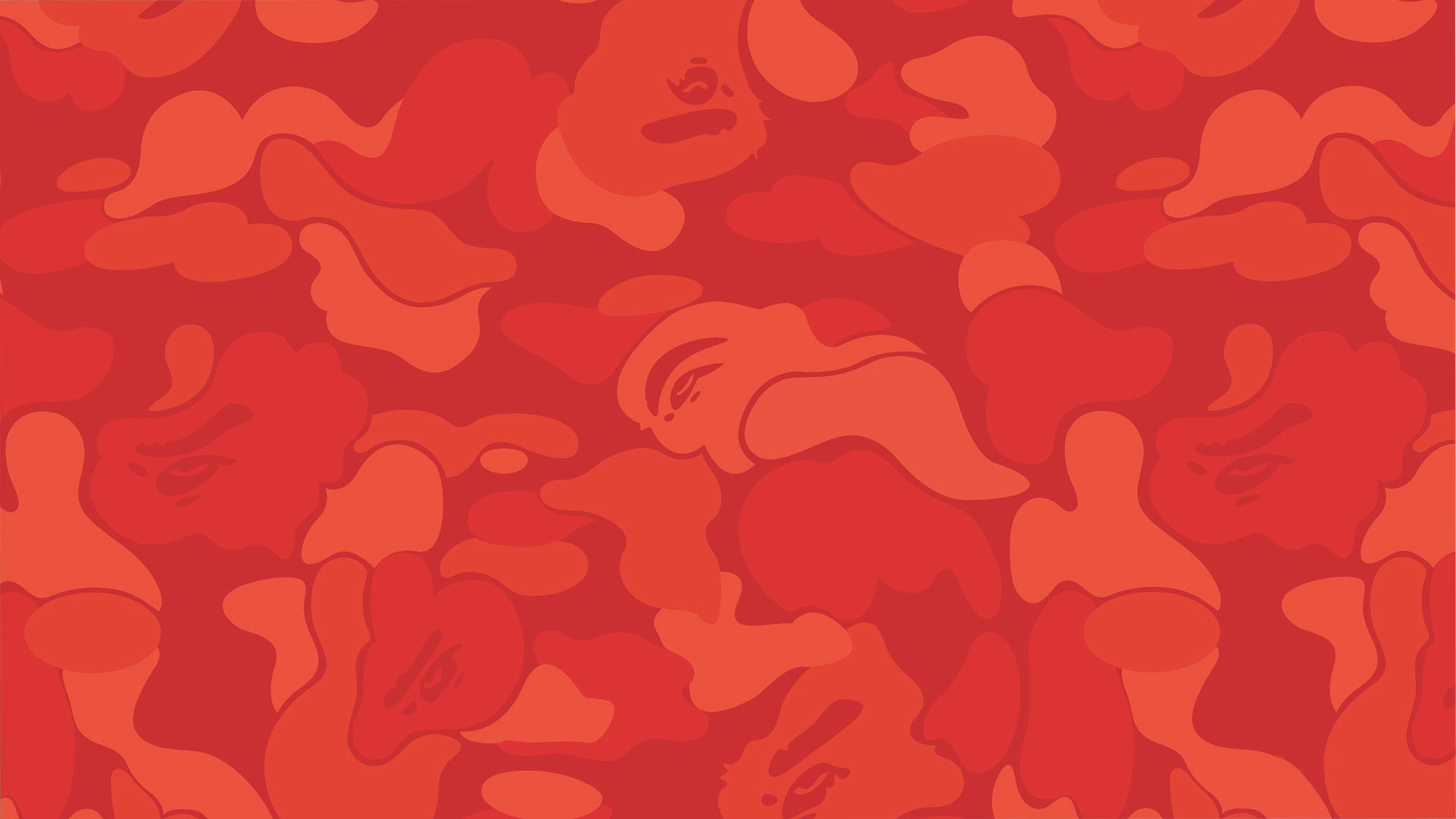 3840x2160 Red Bape Camo 4K HD Blue Bape Wallpaper