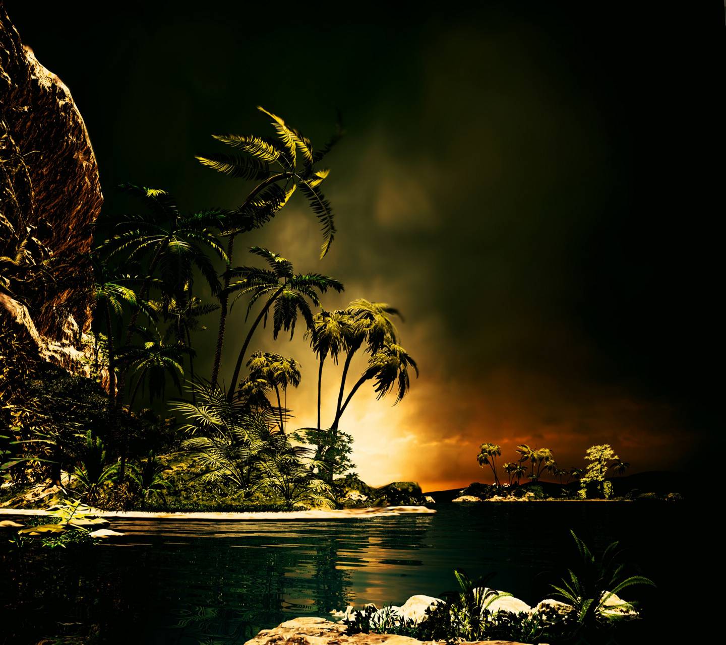 1440x1280 Tropical Night Wallpaper, HD Tropical Night Background on WallpaperBat