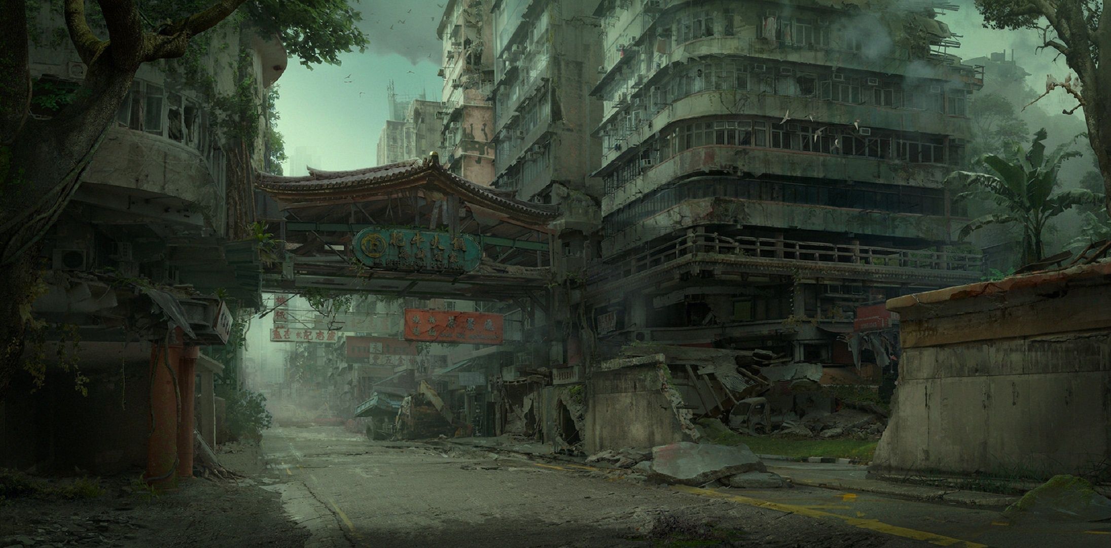 2191x1080 Post Apocalyptic Sci Fi City Ruins HD Wallpaper By Daniel Romanovsky