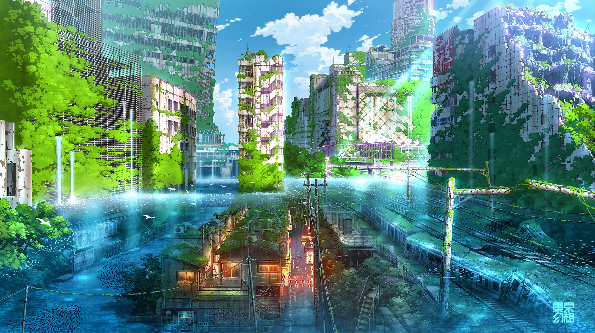 2000x1120 Sci Fi Post Apocalyptic HD, Building, Underwater, City, Ruin, HD Wallpaper