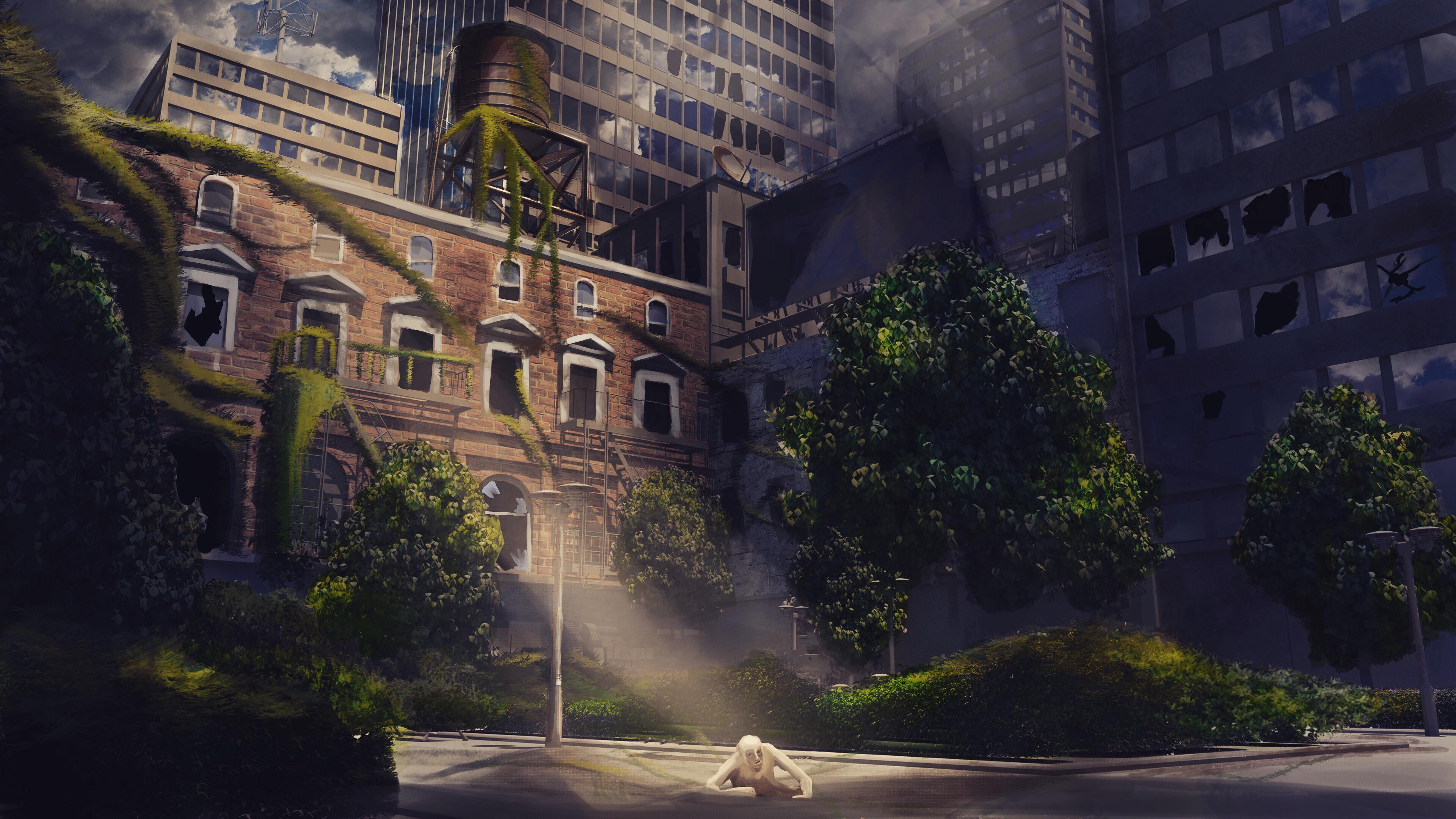 3840x2160 A post apocalyptic city
