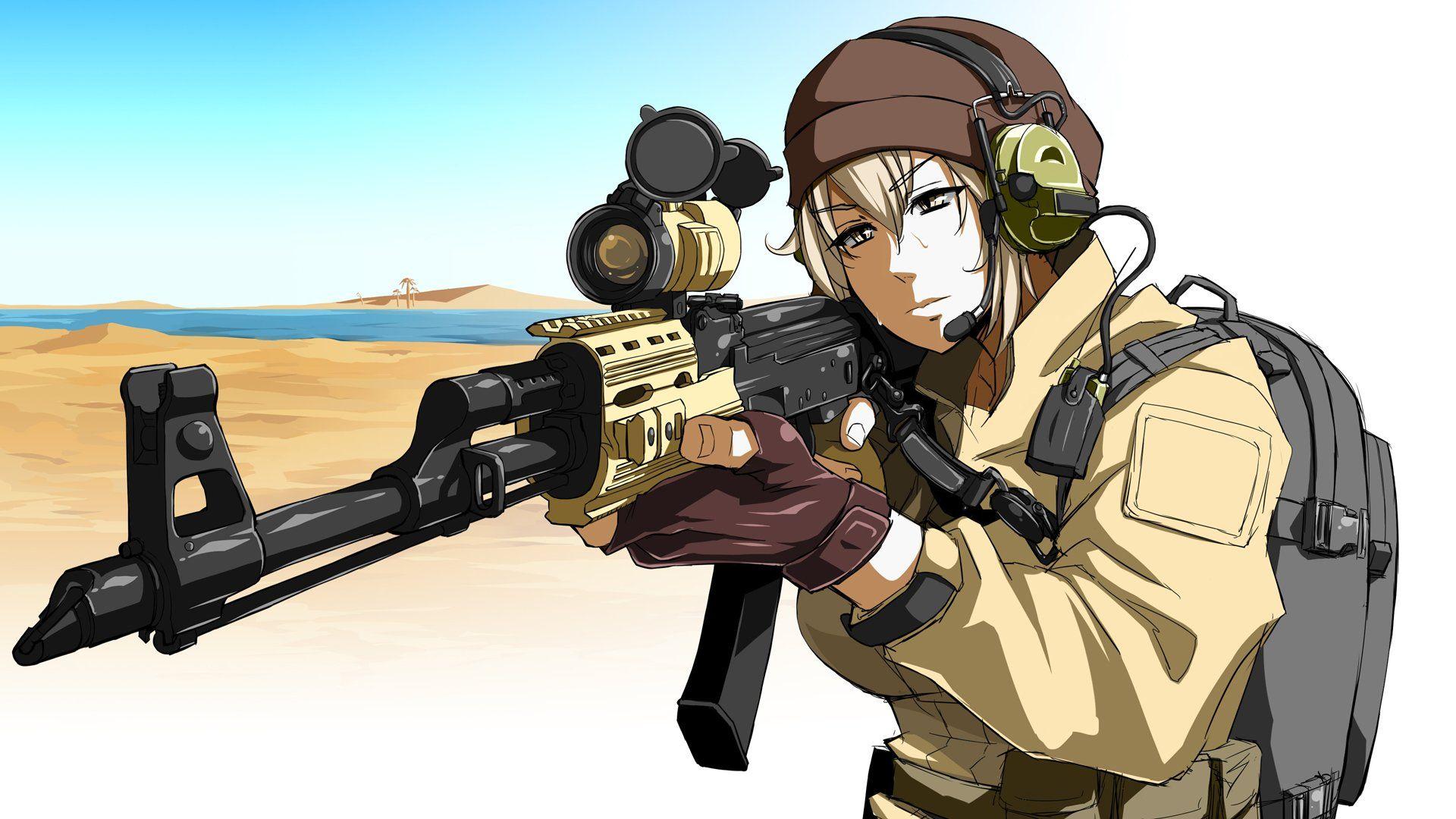 Anime Female Girls with guns Firearm Anime manga cartoon png  PNGEgg