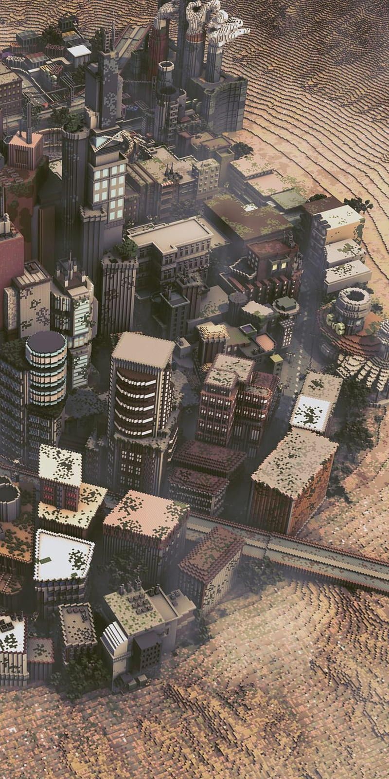 800x1600 The Last City, apocalypse, buildings, minecraft, post apocalypse, ruins, skyline, HD phone wallpaper
