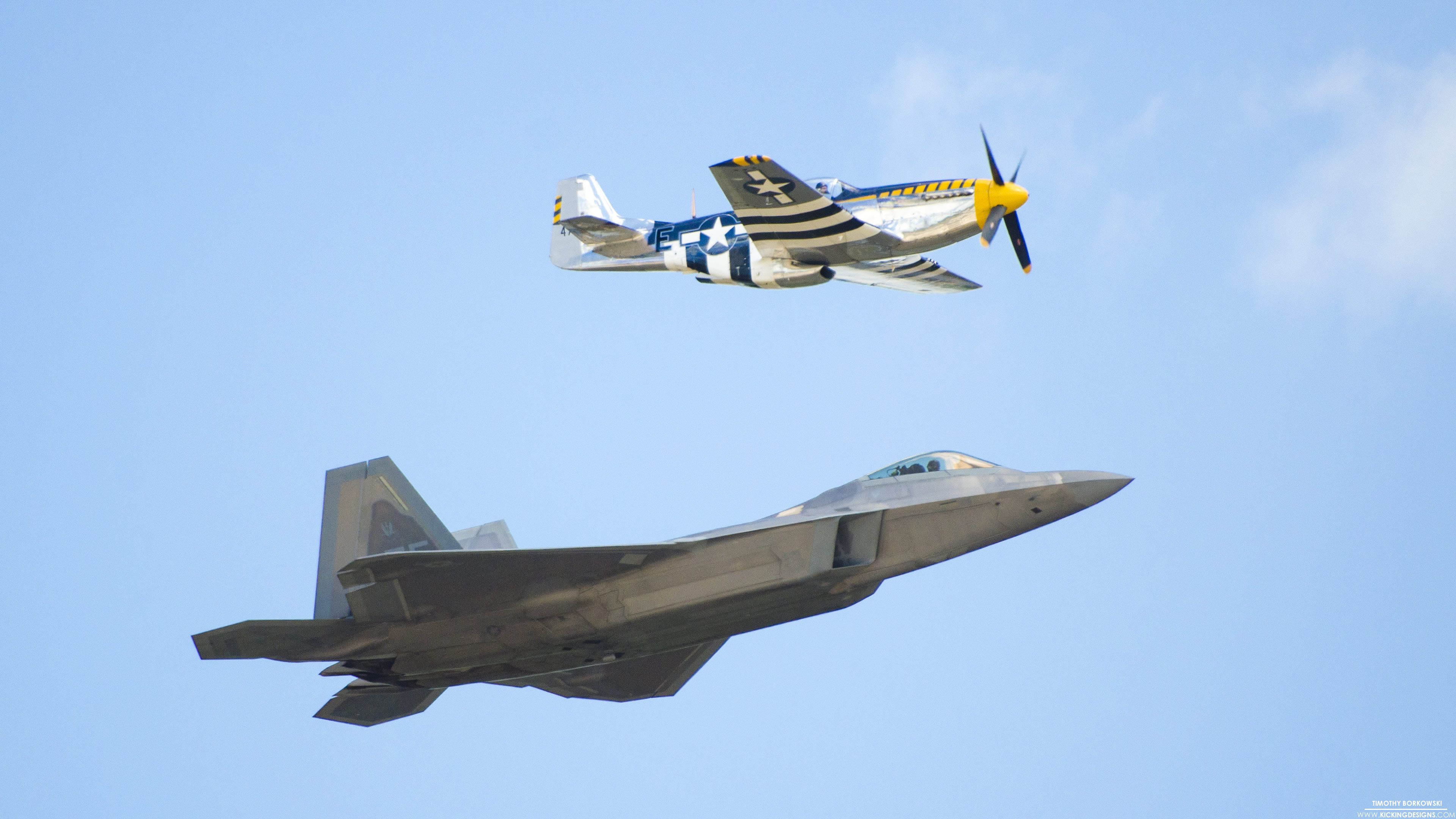 3840x2160 F 22 Raptor And P 51 Mustang 6 7 2015 Wallpaper Background