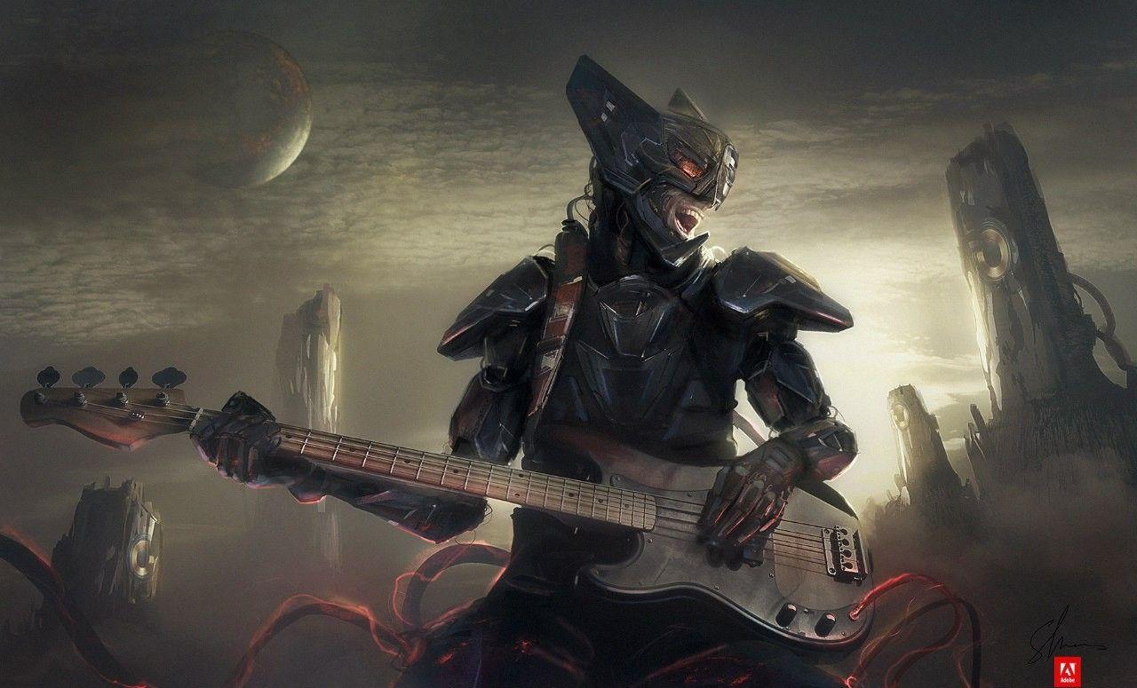 1280x775 #guitar, #Moon, #fantasy art, wallpaper. General