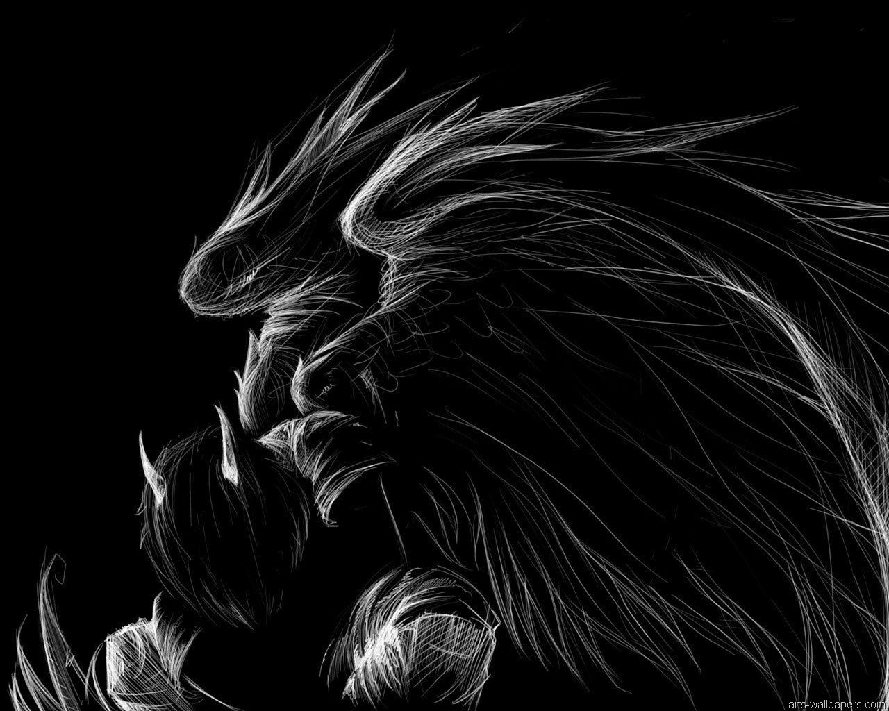 1280x1024 Dark Elegance: The Sketch of a Fallen Angel