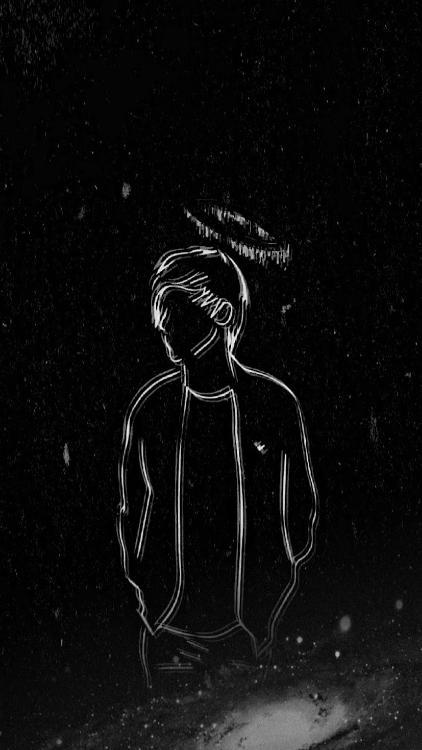 850x1511 Inocent, blackboard, black, dark, drawing, space HD phone wallpaper