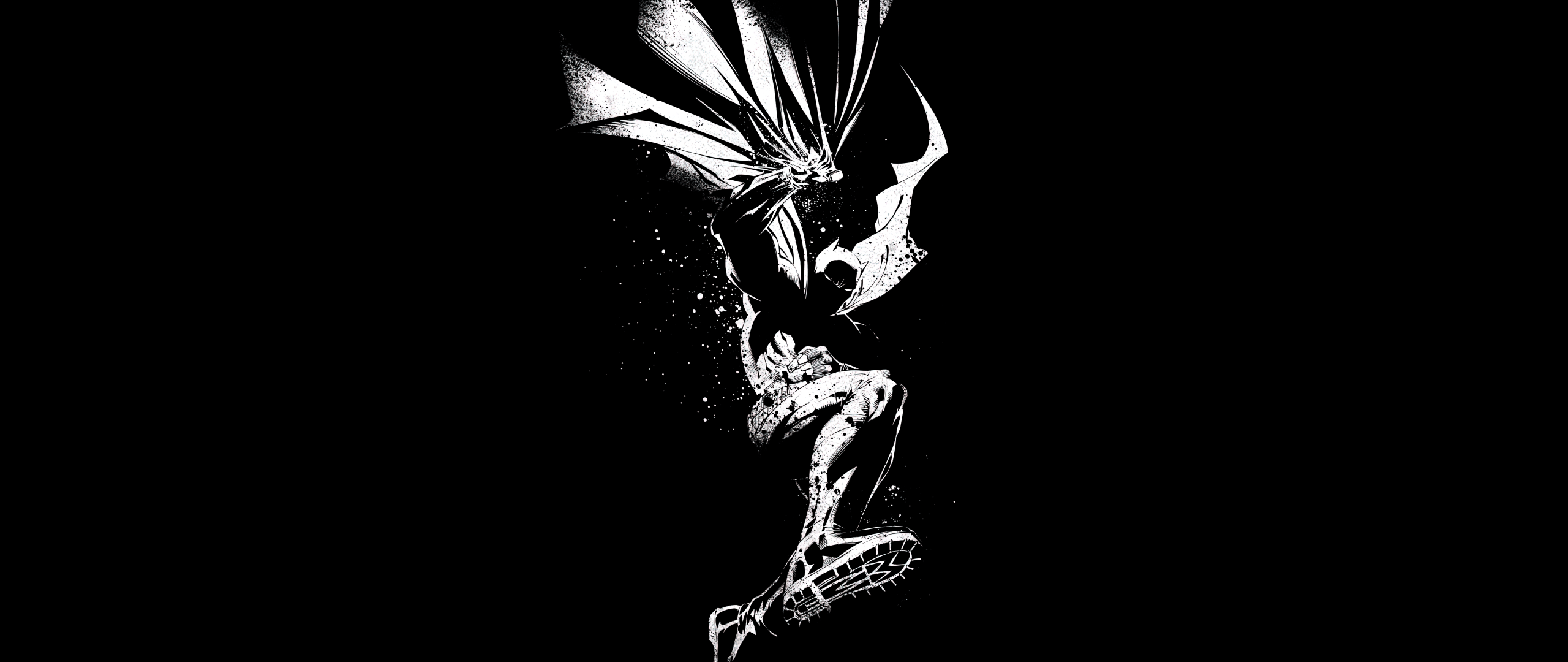2560x1080 Batman Wallpaper 4K, Dark Knight, Artwork, Monochrome