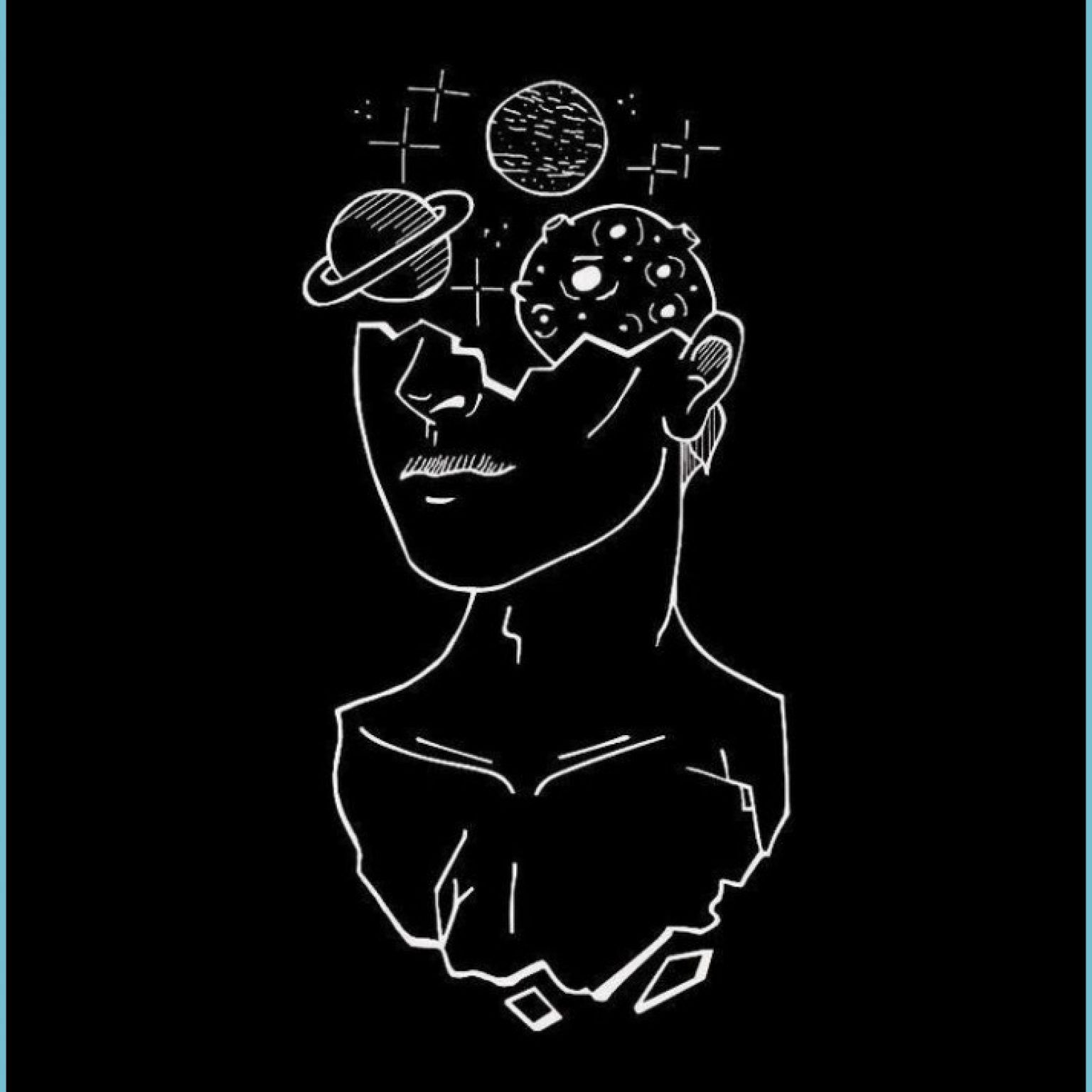 1536x1536 Black Sketch Wallpaper