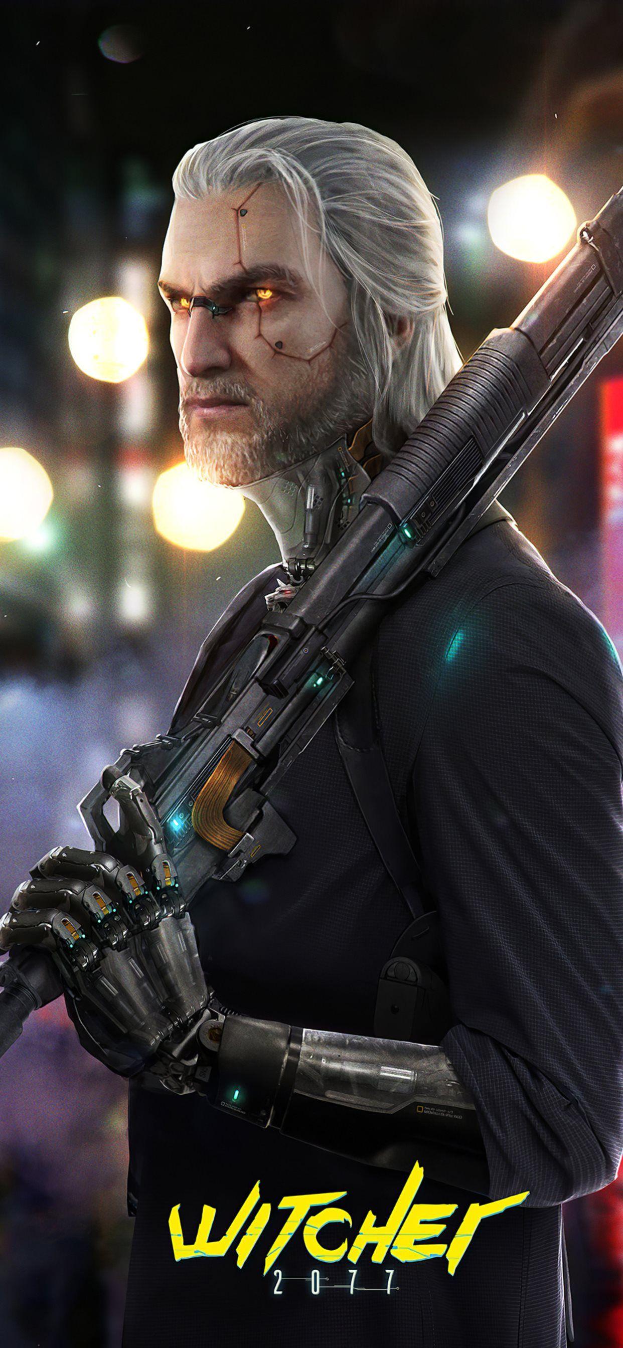 1242x2688 witcher 2077 cyberpunk iPhone Wallpaper Free Download
